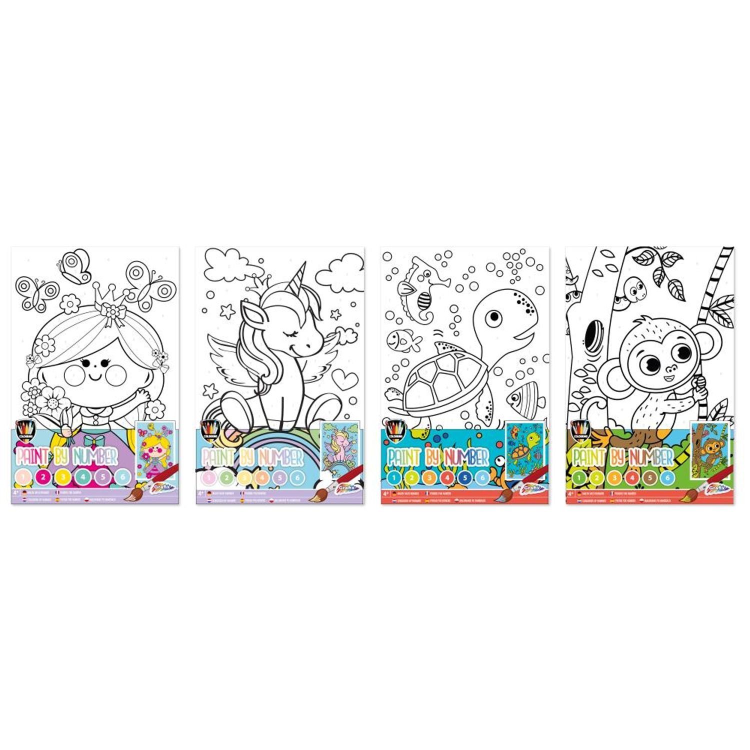 Grafix Kinderfarbe 8x Malen Nach Zahlen Farben Kinder Kreativität Set  Motive Zeichnen