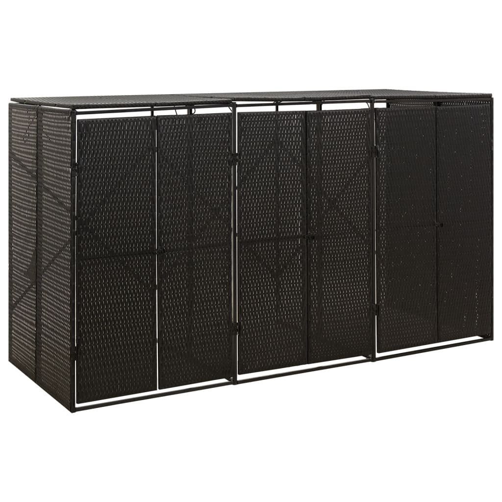 vidaXL Mülltonnenbox 3 Tonnen Mülltonnenverkleidung Mülltonnenbox schwarz Polyrattan