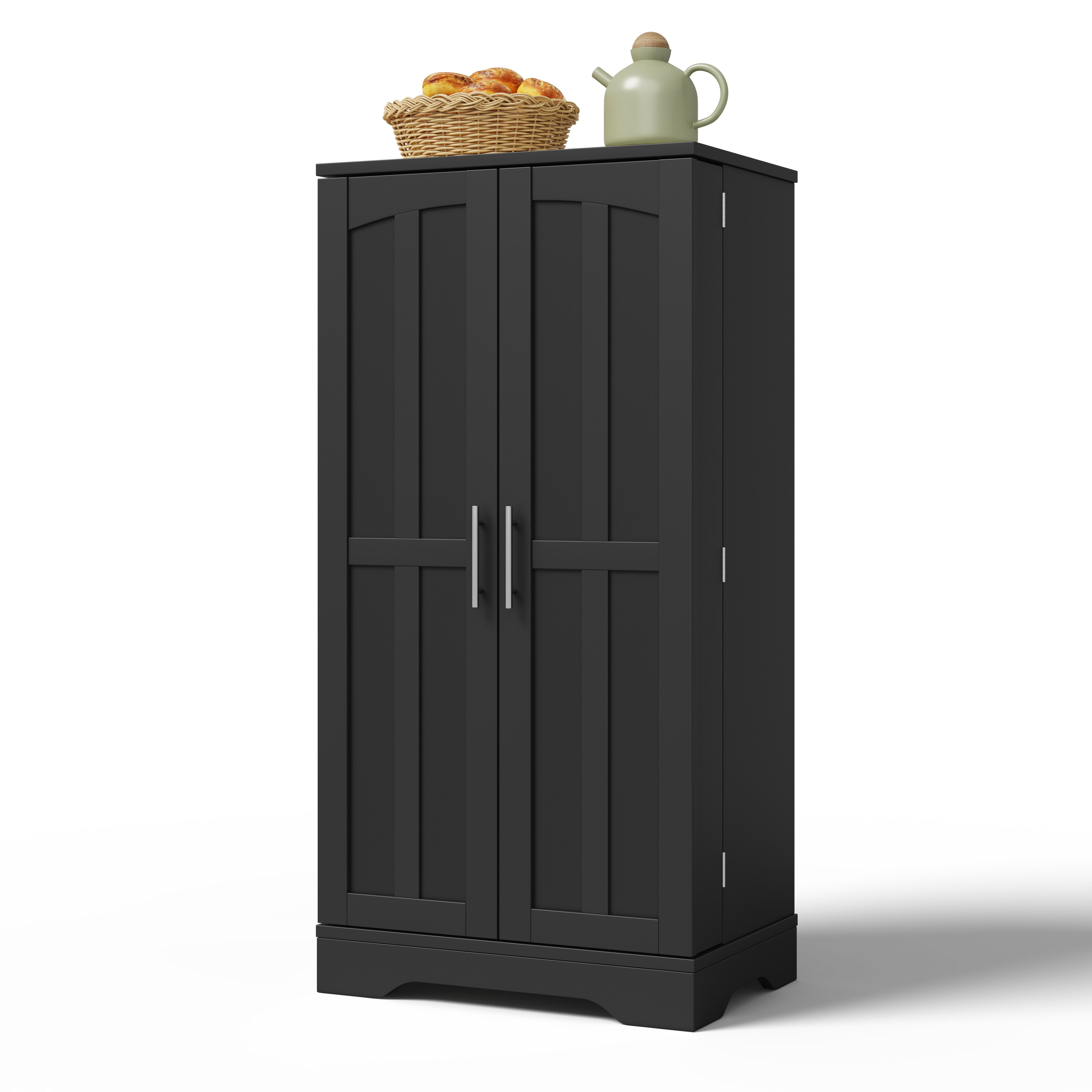 Yorbay Mehrzweckschrank Küchenschrank mit Sensor-LED, 3D-Wellenfront, 120 cm Höhe 2-türig, höhenverstellbar & kippsicher – Bild 2 von 5