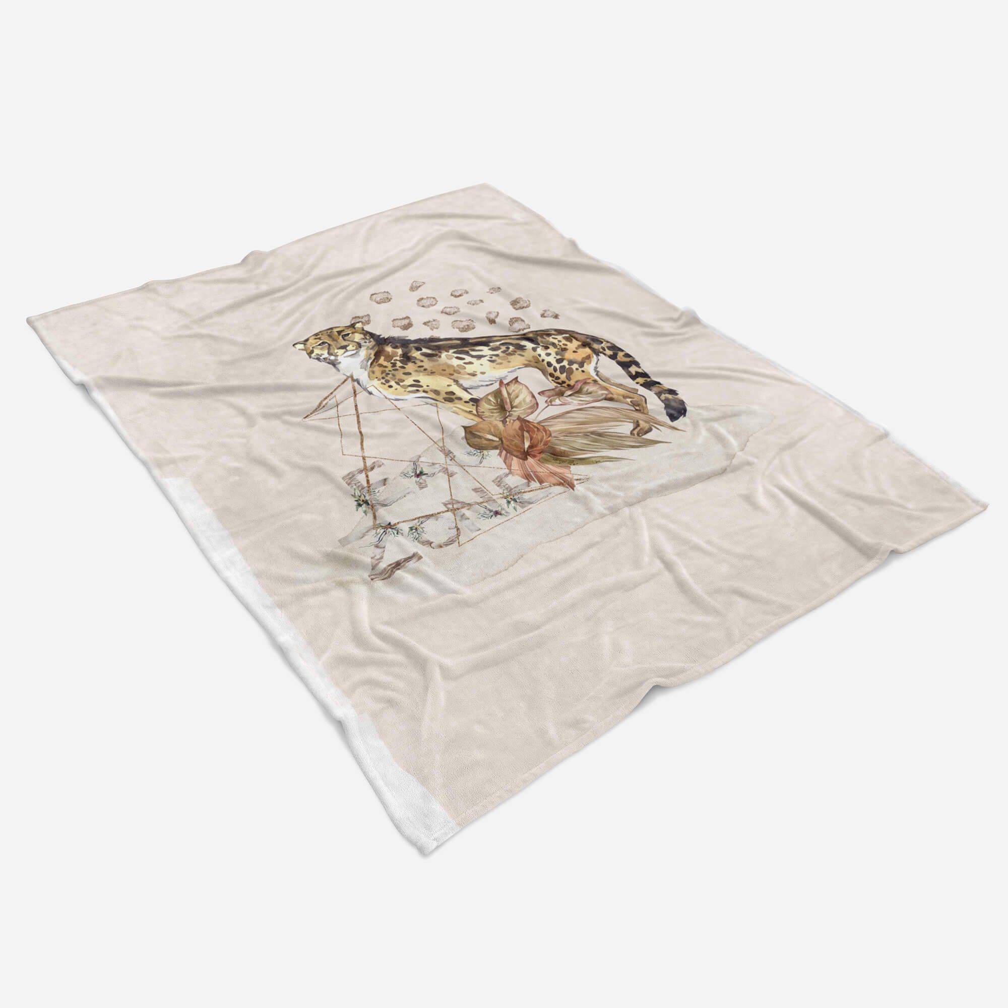 Sinus Art Handtücher Handtuch Saunatuch (1-St), Afrika, Handtuch Kuscheldecke Kunstvoll Gepard Strandhandtuch Baumwolle-Polyester-Mix