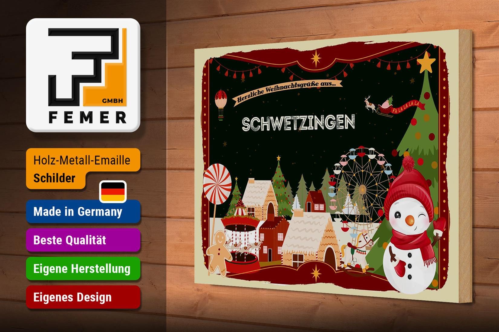 Femer GmbH Holzbild Weihnachten Grüße SCHWRTZINGEN 30x20cm, Feste und Feiertage (1 St), Glatte Holzfaserplatte (MDF), vorn beschichtet