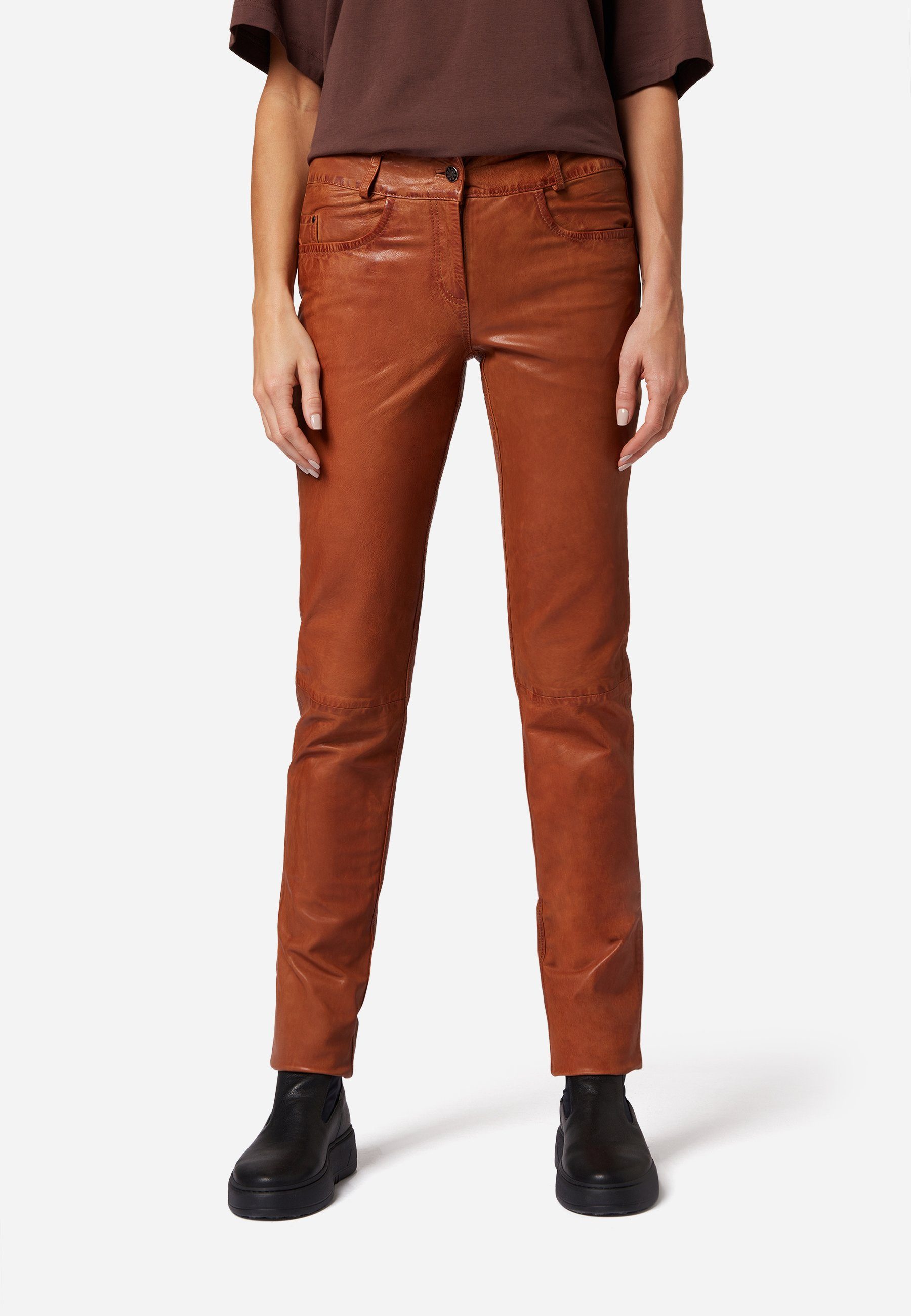 Lederhose RICANO Dorin Cognac Lammleder hochwertiges