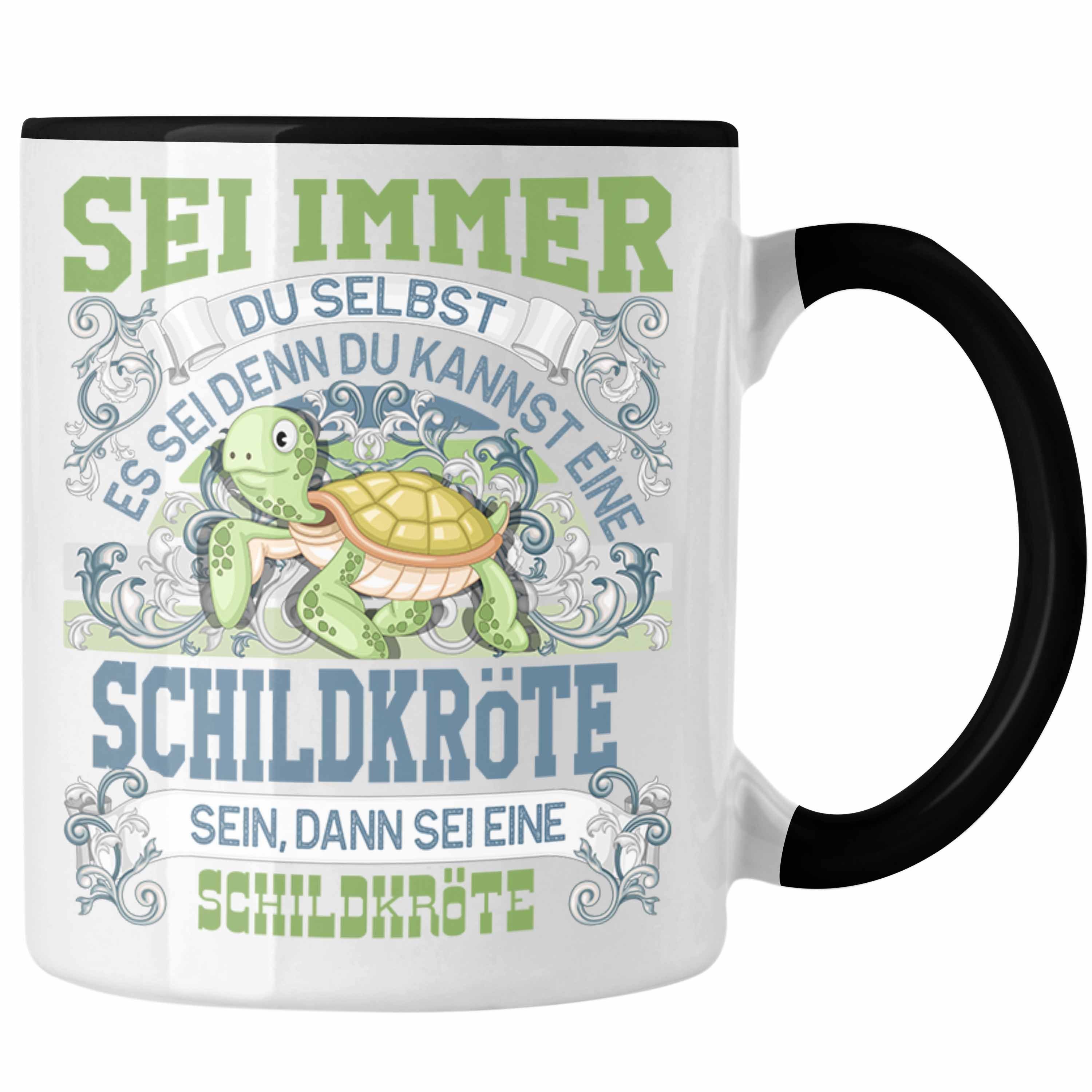 Trendation Tasse Schildkröte Tasse Geschenk Schildkröten Liebhaber Sei immer Du Selbst Schwarz