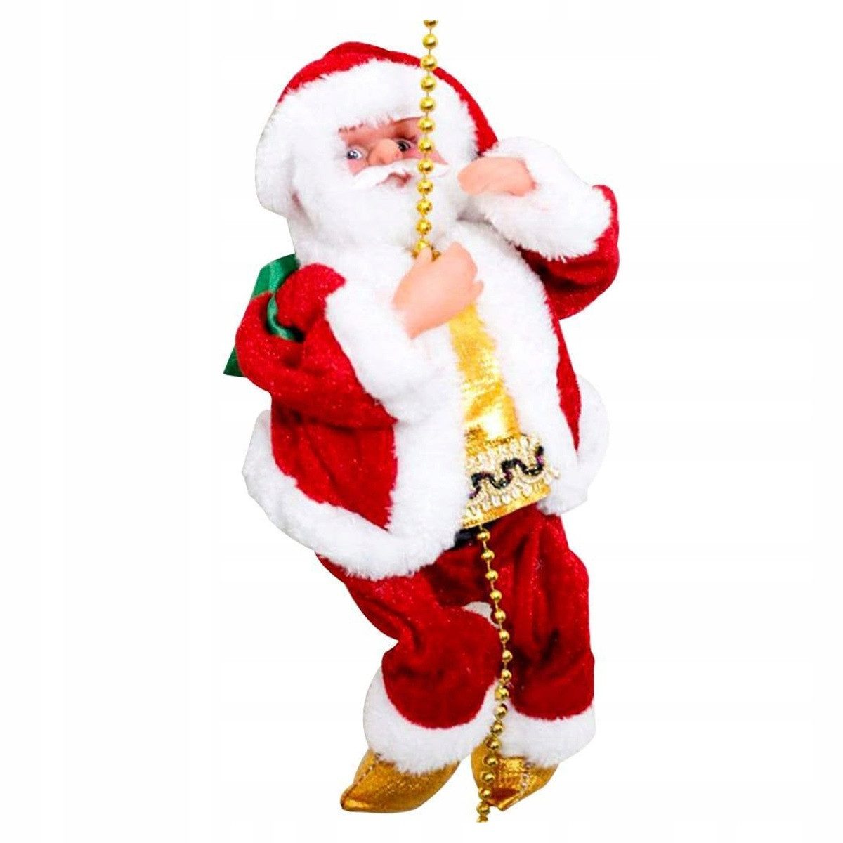 R2 Invest Weihnachtsfigur Kletternder Weihnachtsmann 100 cm mit Musik bewegliche Weihnachtsdeko
