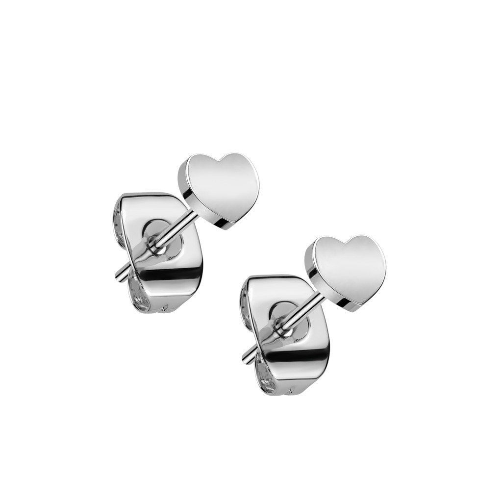 BUNGSA Ohrring-Set Ohrstecker Herz verschiedene Farben aus Titan für Damen (1 Paar (2 Stück), 2-tlg), Ohrschmuck Ohrringe silber