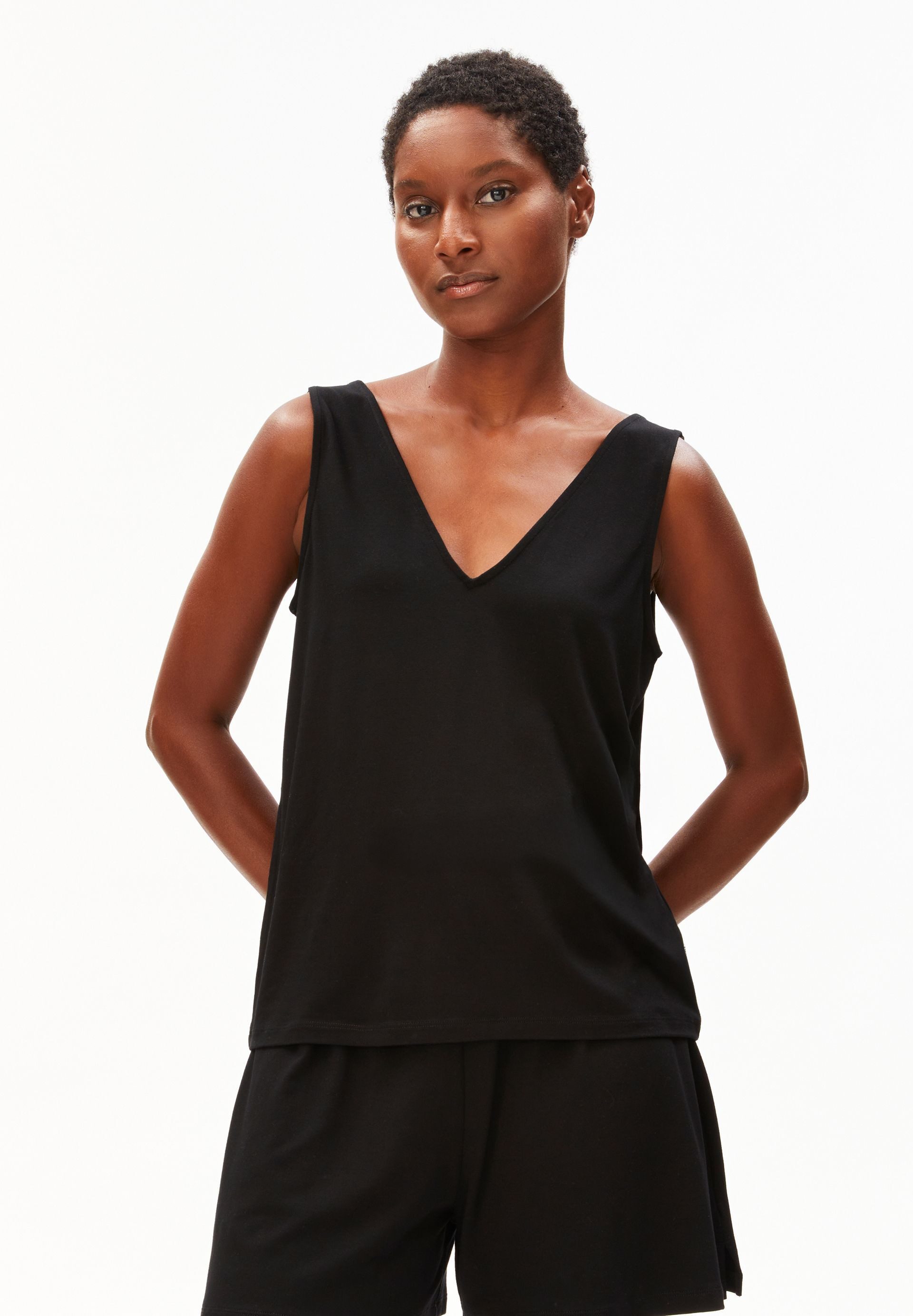 Shirttop V-NECK LENZING™ ECOVERO™ Viskose Mix