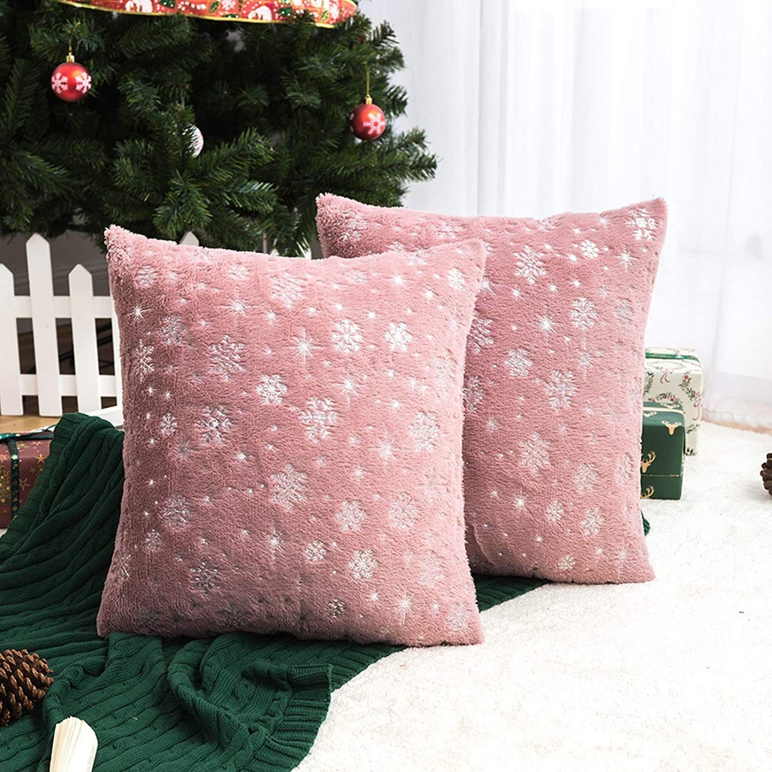 BYSURE Kissenbezug, (2 Stück), Weihnachtstag, silberne günstig online kaufen