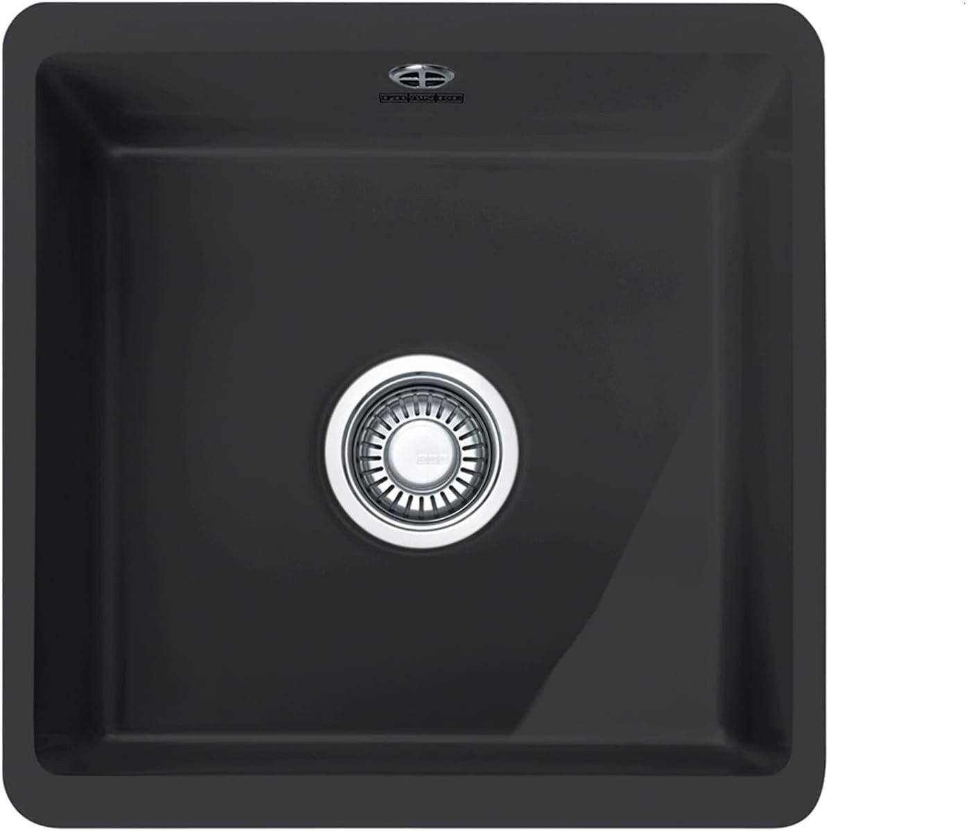 FRANKE Küchenspüle Franke Keramikspüle Kubus KBK 110 40 mit Unterbau  445x445 mm Onyx, Eckig