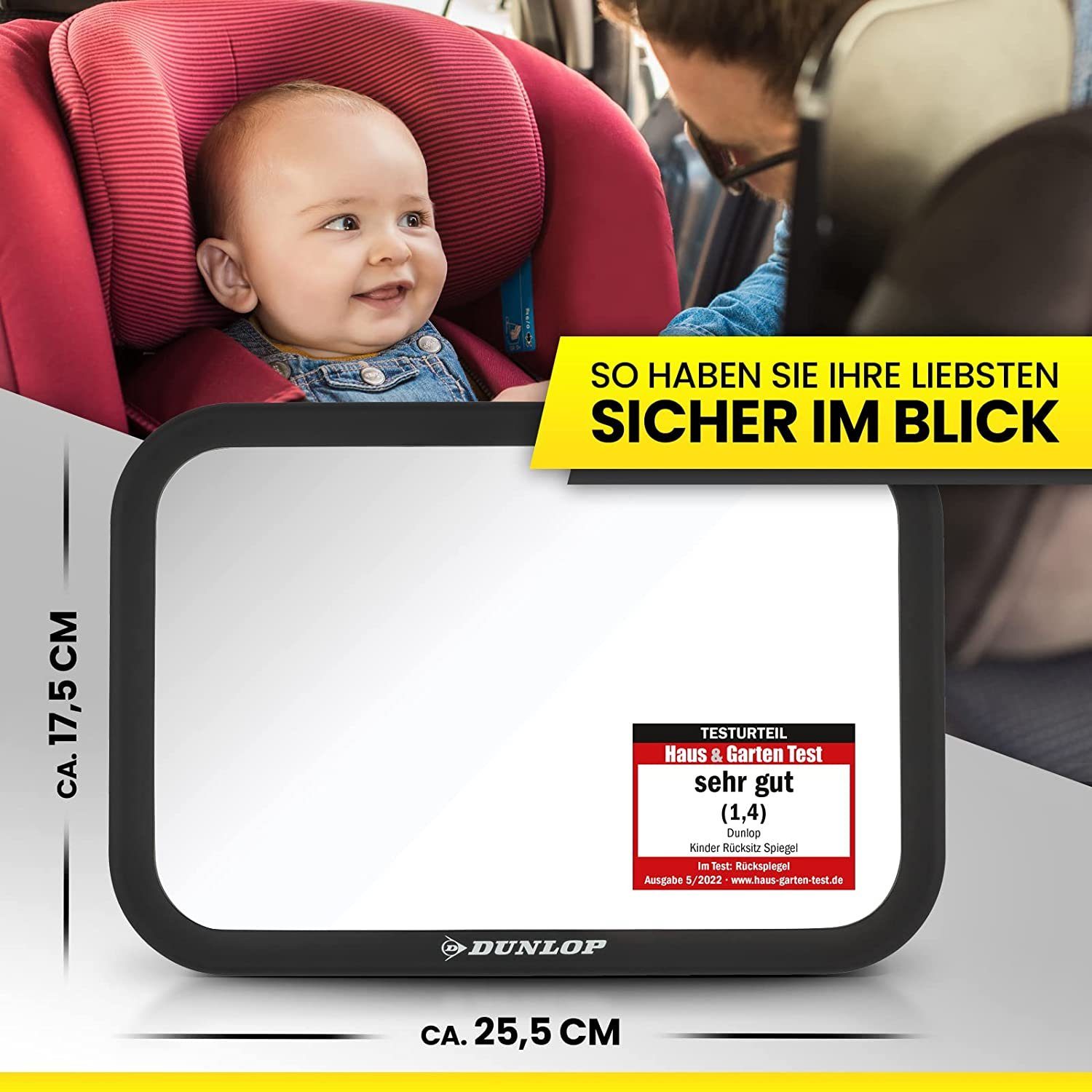 GelldG Babyspiegel Auto Baby Rückspiegel Baby Auto, 30 x 19cm, Bruchfest  Acryl