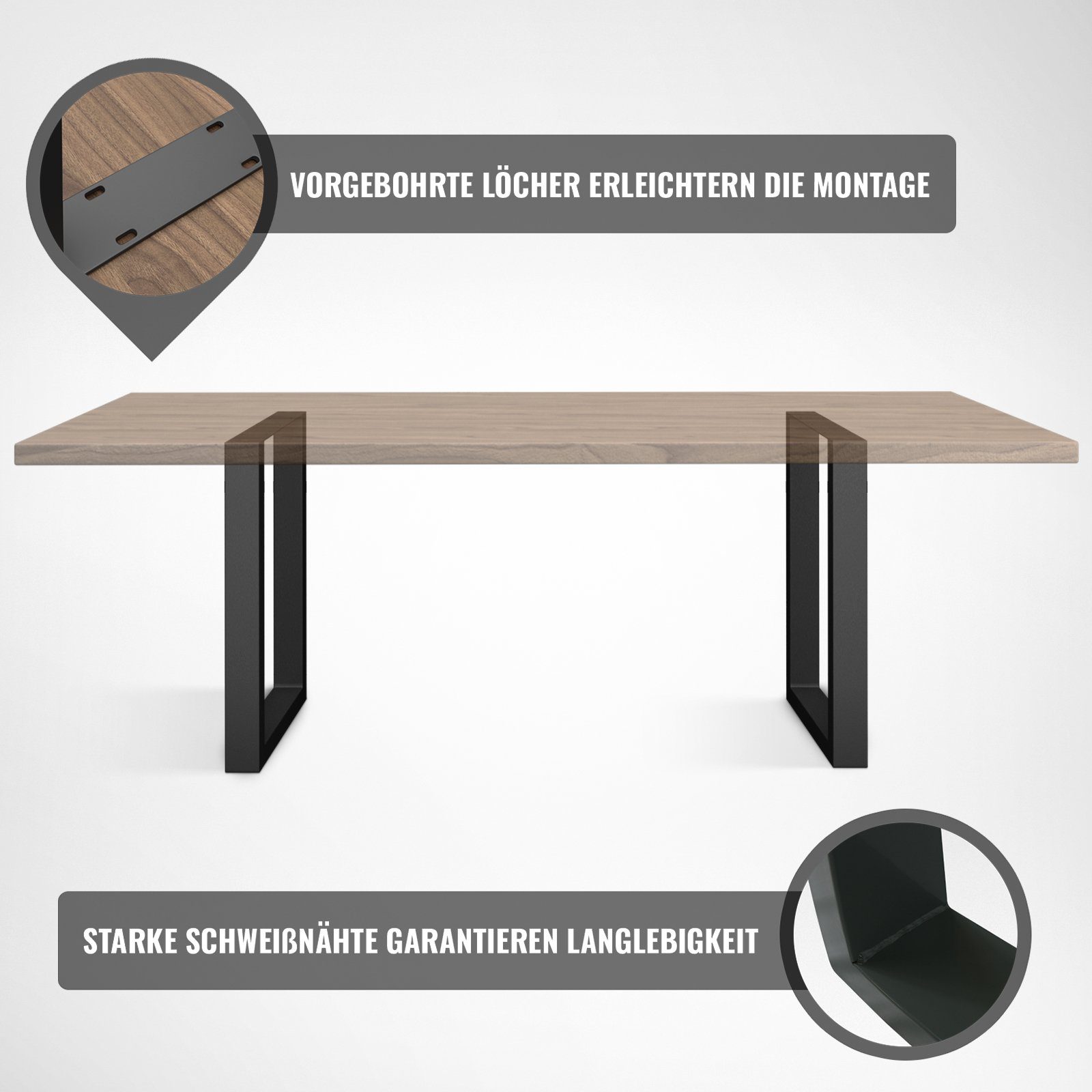 Tischbeine Tischkufen Schwarz Tischfuß Tischgestell Tischuntergestell MIADOMODO Set