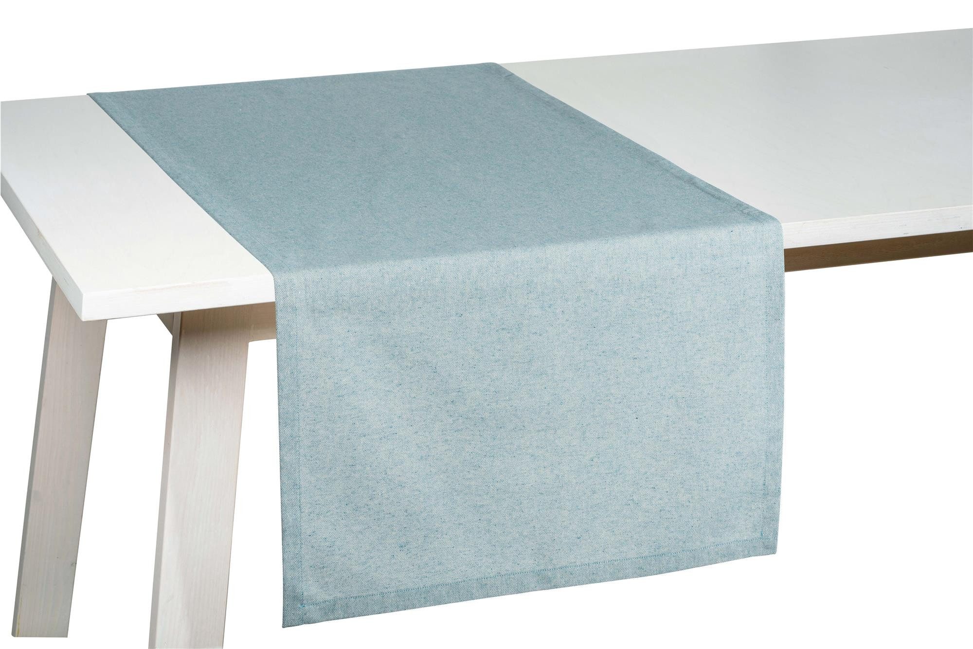 PICHLER Tischdecke Tischläufer Faro Rechteck 050/150 lagune (1-tlg), Tischdecke Tischläufer Fest Feier Kommunion