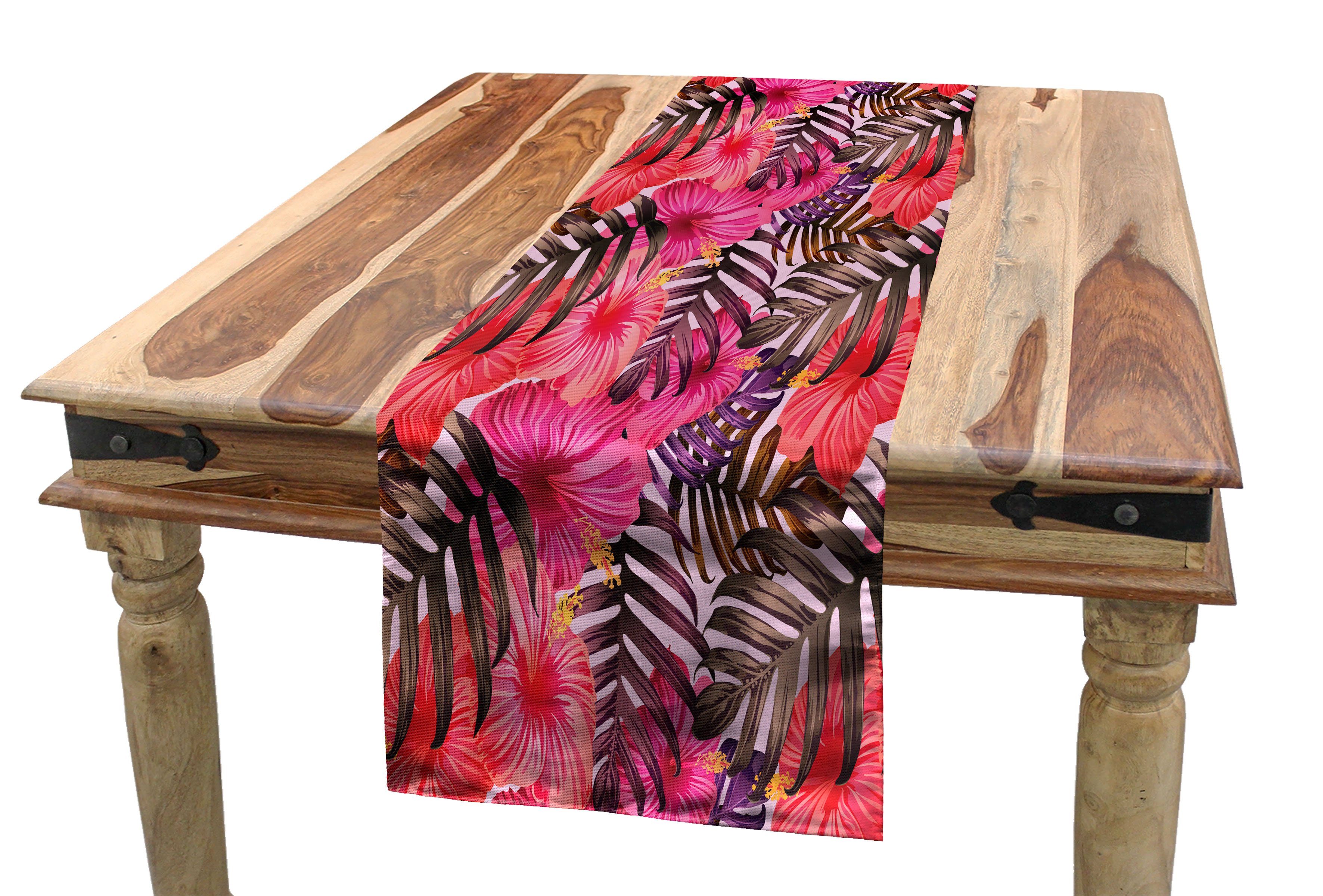 Abakuhaus Tischläufer Esszimmer Küche Rechteckiger Dekorativer Tischläufer, Botanische Hawaii-Exotische Orchideen
