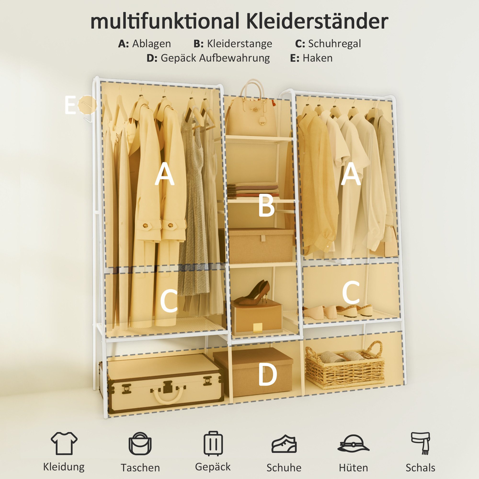 Boromal Garderobenständer Metall Kleiderständer Stabil Schwarz günstig online kaufen