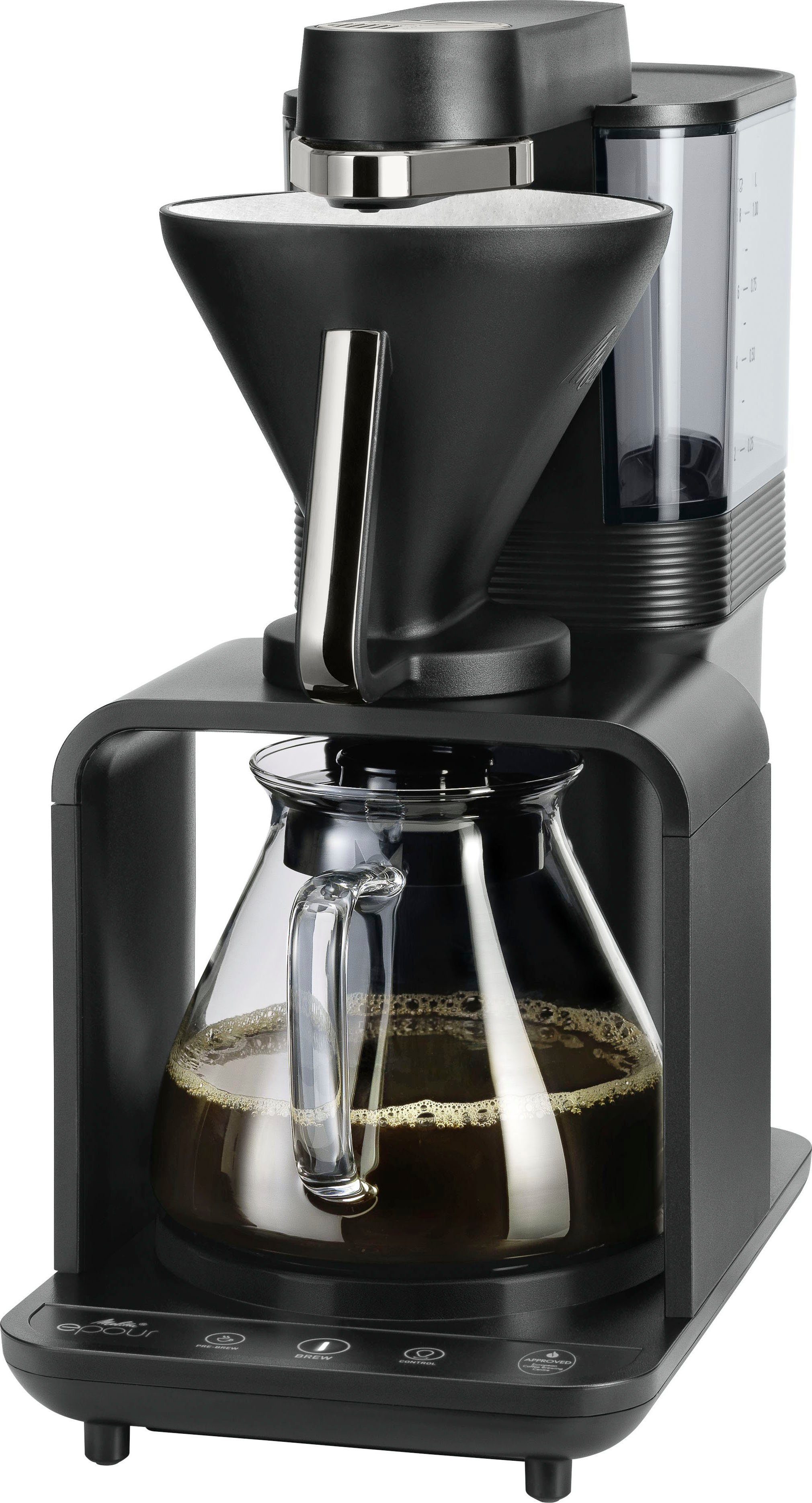 Melitta Filterkaffeemaschine epour® 1024-11 Schwarz/Silber, 1l Kaffeekanne, Papierfilter 1x4