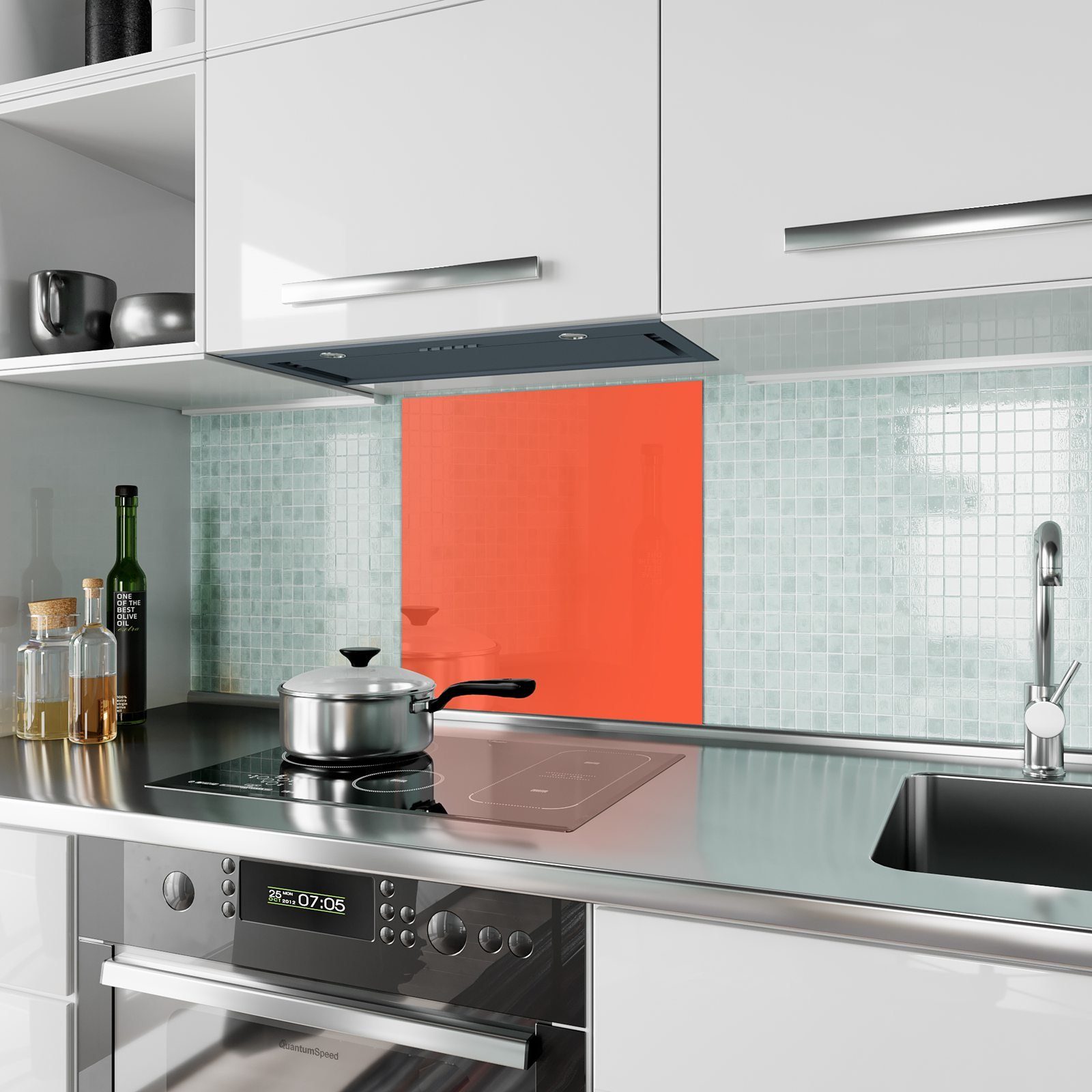 Rot-Oranger Glas Spritzschutz Küchenrückwand Hintergrund Primedeco