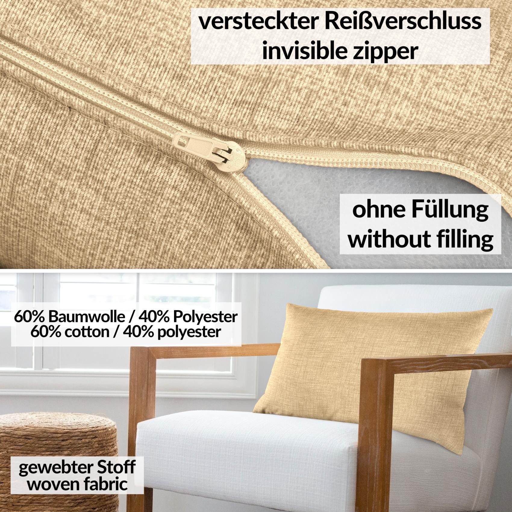 ANRO Dekokissen MrJack Kissenbezug Leinenoptik Deko Kissen Uni, Kissenhülle 30x50cm ohne Füllung Beige