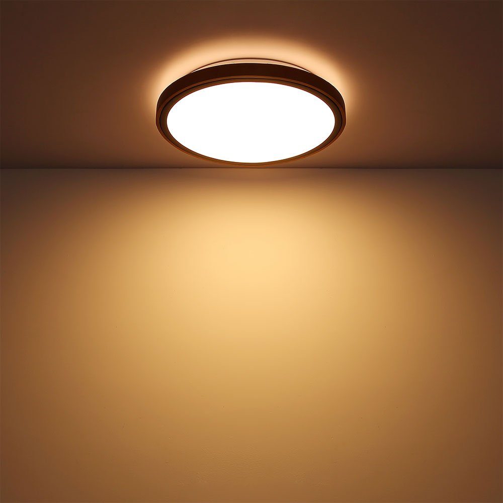 etc-shop LED CCT LED-Leuchtmittel Deckenleuchte, Warmweiß, verbaut, Deckenleuchte Neutralweiß, Landhausstil Schlafzimmer fest Deckenlampe Holzleuchte Kaltweiß