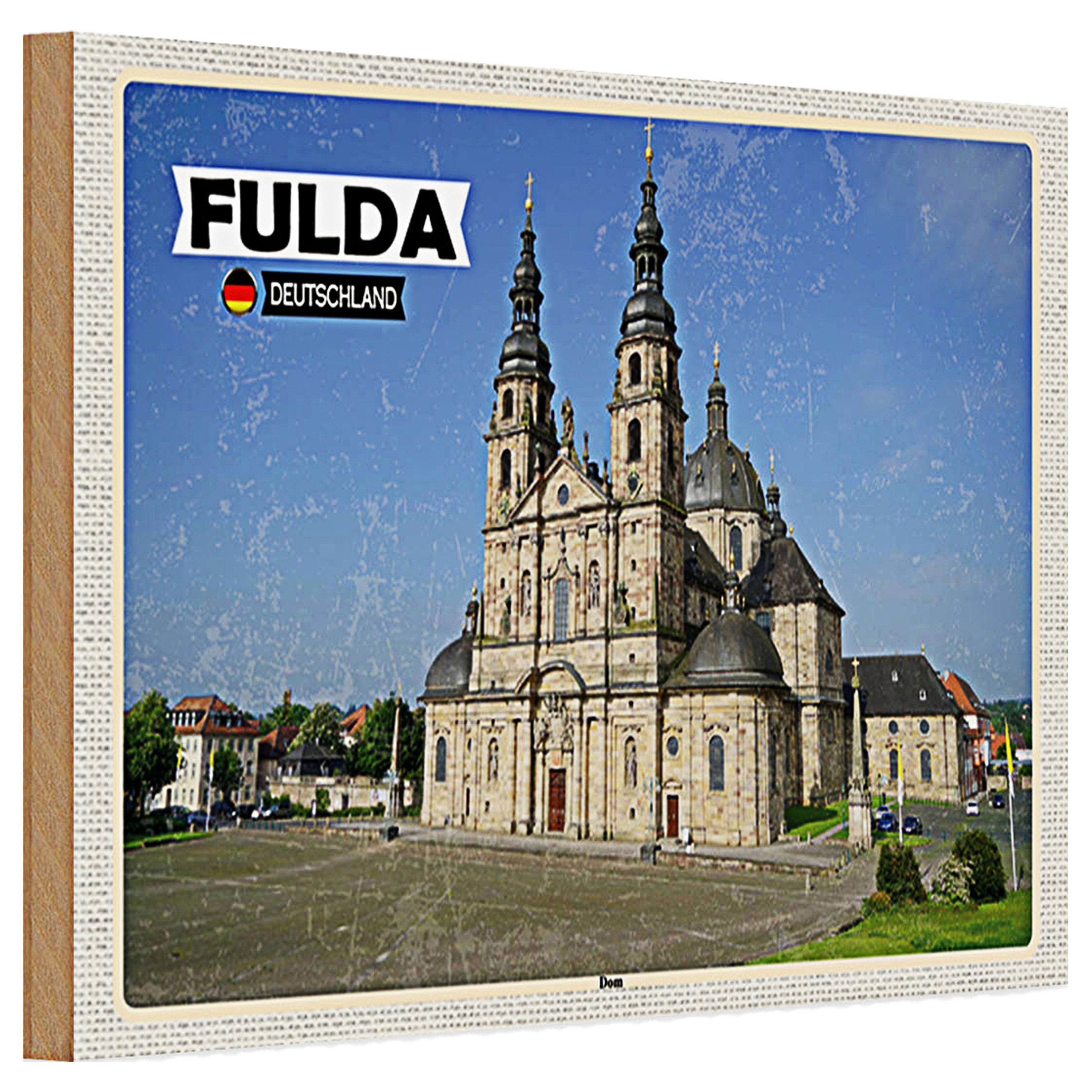 Roomando Holzbild Holzschild Städte Fulda Dom Mittelalter Architekur 30x20cm
