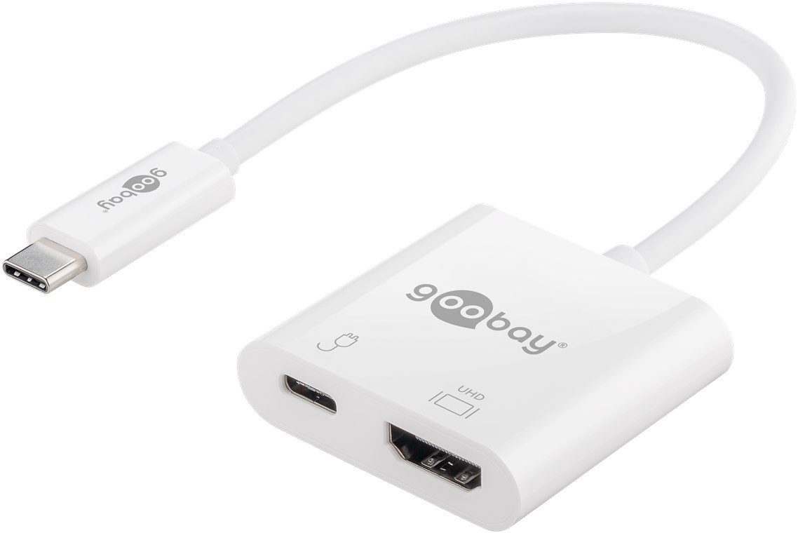Goobay USB-Verteiler USB-C Multiport Adapter HDMI & USB-C PD Buchse (4K @ 60 Hz), Anschlüsse 1x HDMI / 1x USB-C 60 W Power Delivery
