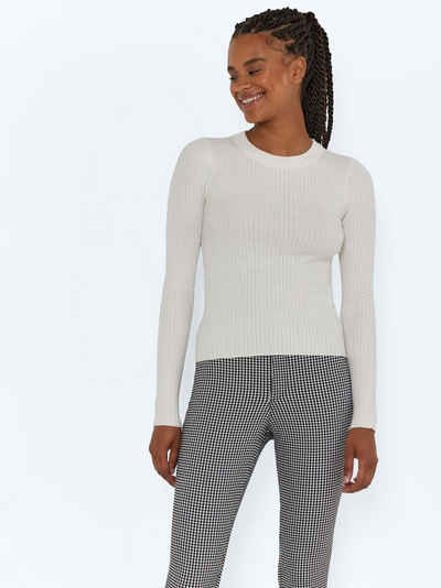 Noisy may Strickpullover Slim Fit Stretch Strickpullover Gerippt NMSHI 4253 in Weiß