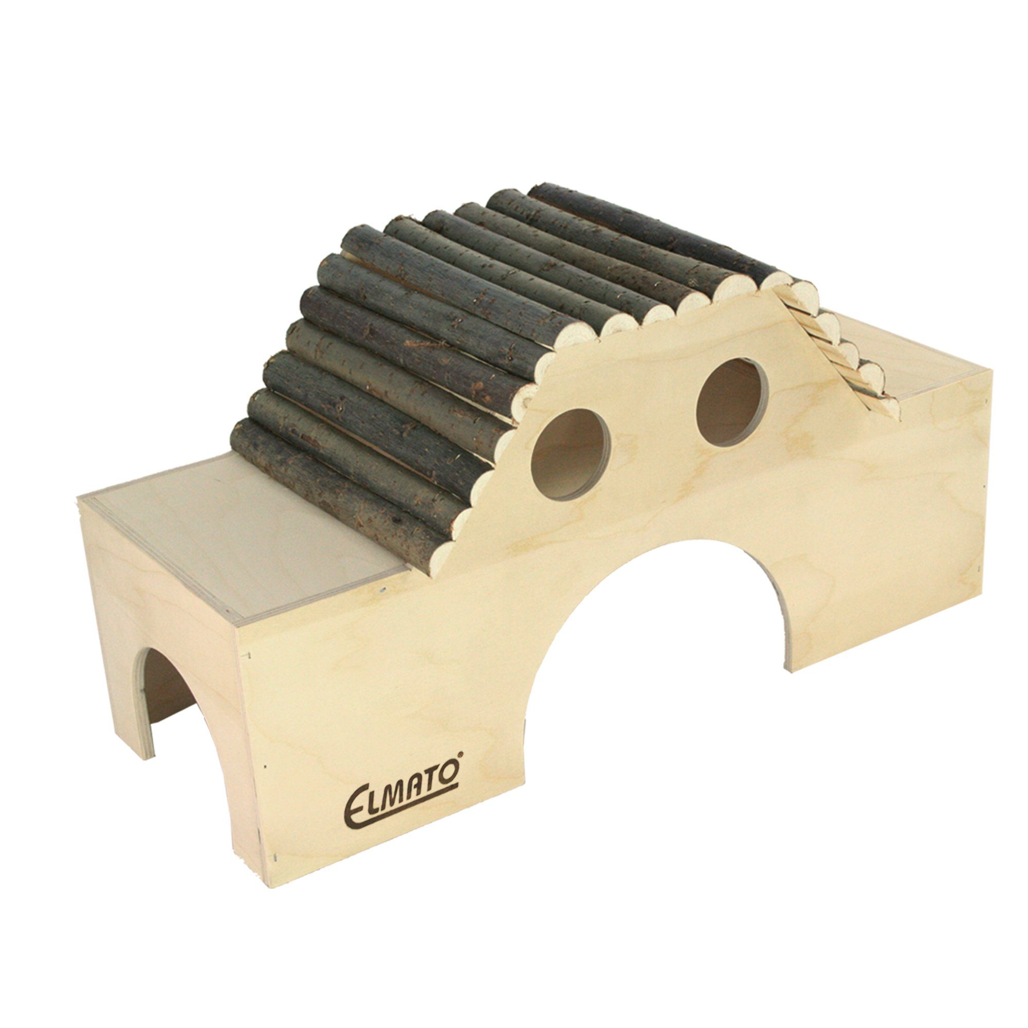 ELMATO Kleintierhaus Elmato 10564 Fantasy Haus mit Rindendach Meerschweinchen, 50x22x26cm