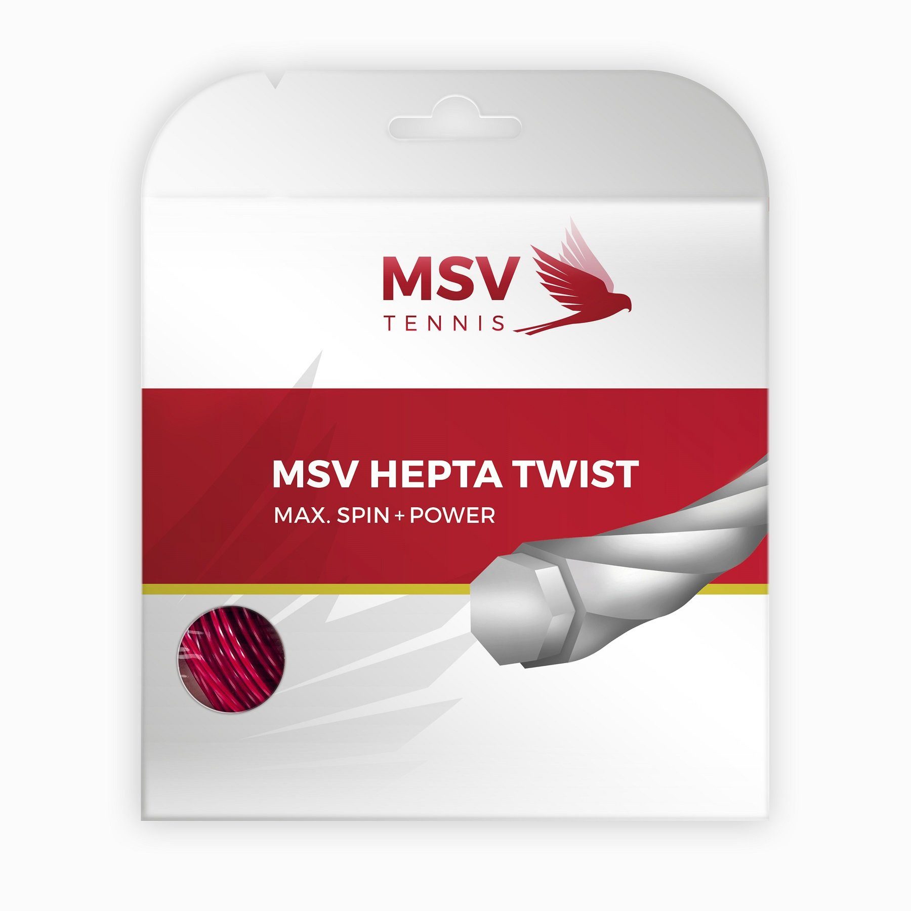 MSV Tennissaite Hepta Twist (Haltbarkeit+Spin) rot 12m Set, Saitendicke: 1.30