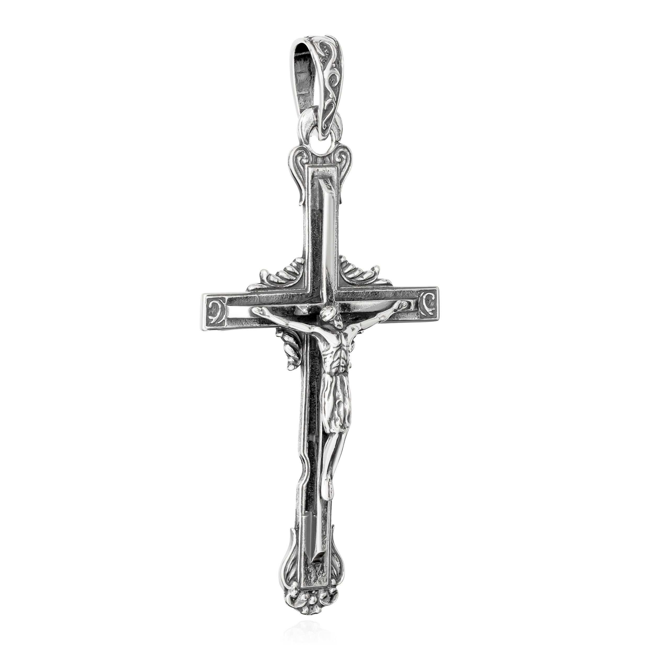 NKlaus Kreuzanhänger 925er Sterlingsilber Kreuz Orthodoxe Kruzifix Anhä