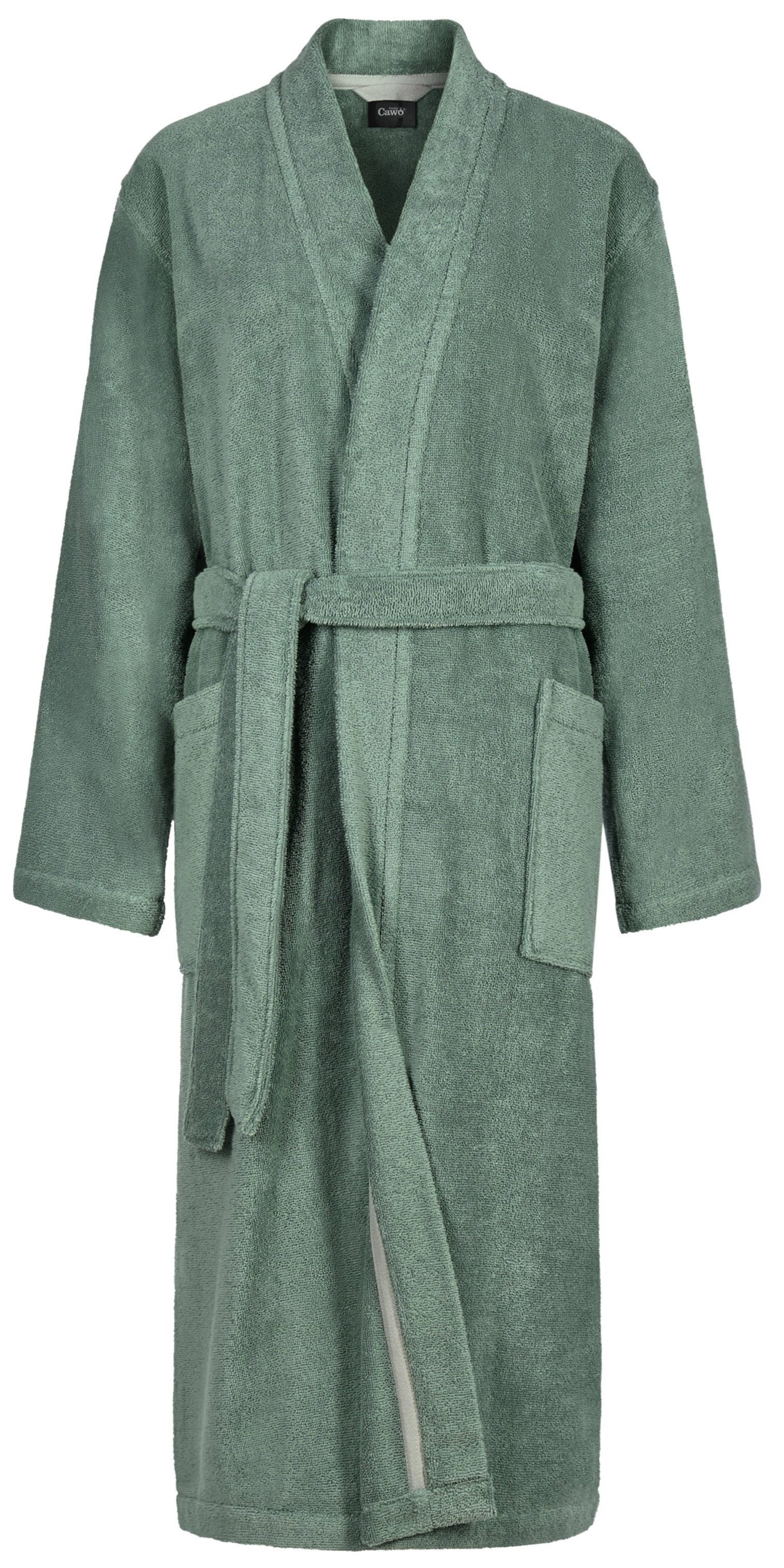 Cawö Damenbademantel Damen Bademantel Kimono Form, Baumwolle, Kimono-Kragen, Gürtel