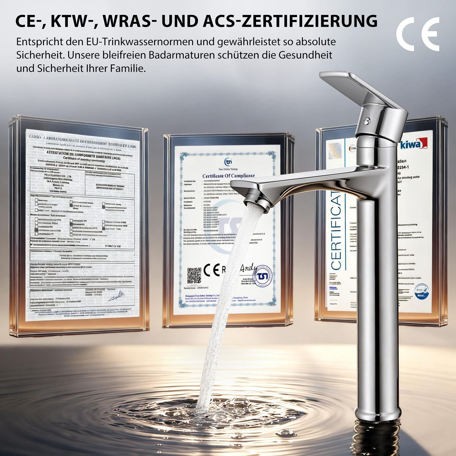 HOMELODY Waschtischarmatur Einhebelmischer Bad Wasserhahn Mischbatterie Armatur Waschbecken (Set) Keramikkartusche, Perlator, 3/8 Anschluss, einfache Montage, C – Bild 5 von 5