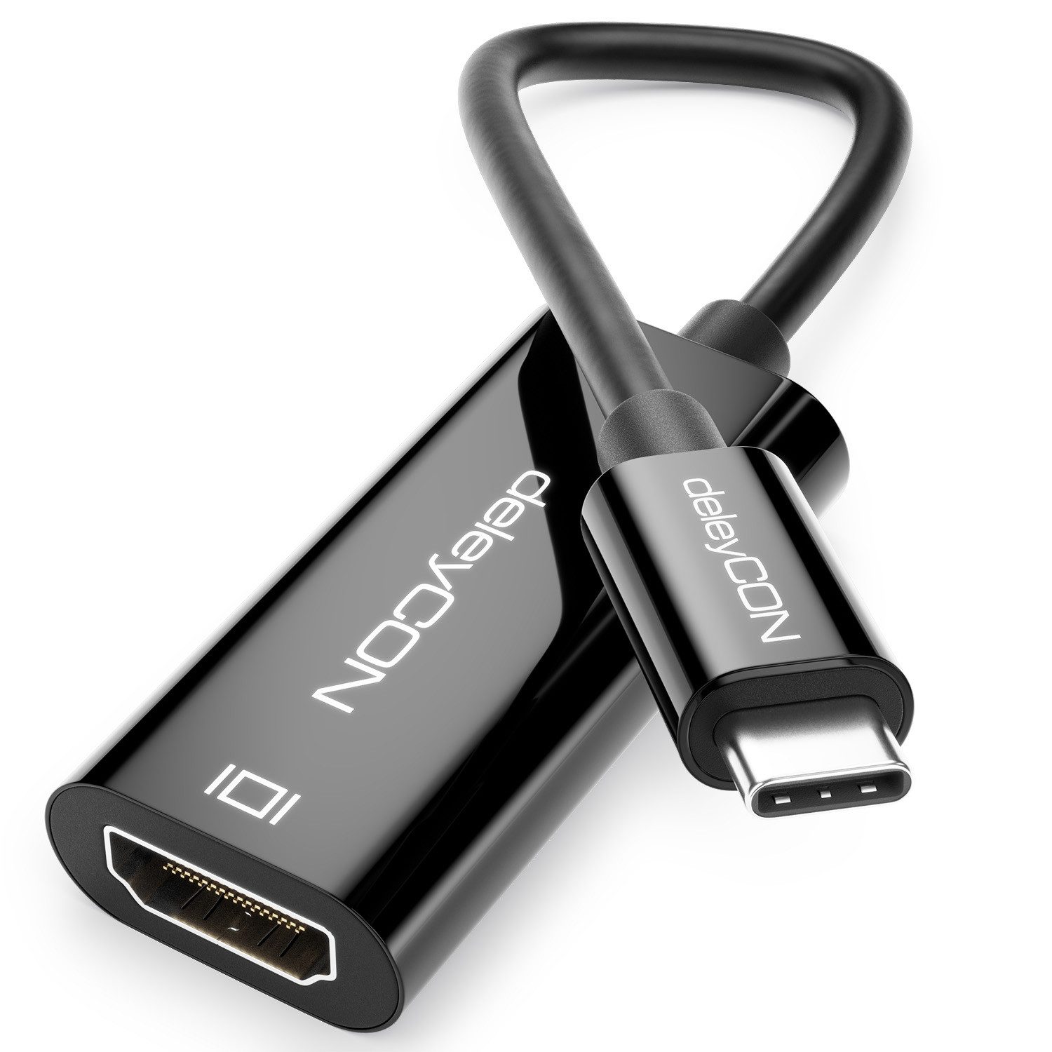 deleyCON deleyCON 15cm USB-C HDMI Adapter 4K60Hz, 2K165Hz, HDR, TB3/4 für HDMI-Kabel