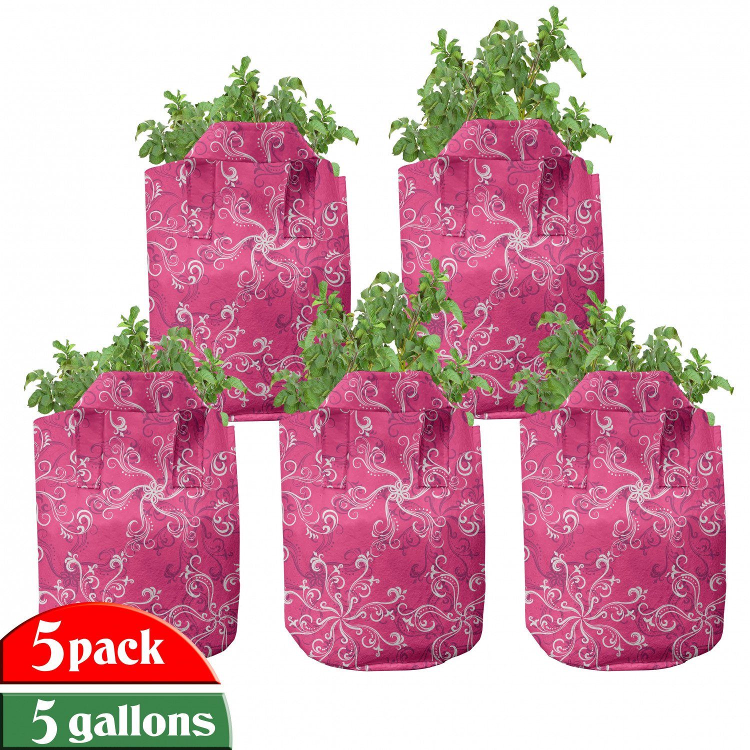 Abakuhaus Pflanzkübel hochleistungsfähig Stofftöpfe mit Griffen für Pflanzen, Hot Pink Frühling blühen Bloom
