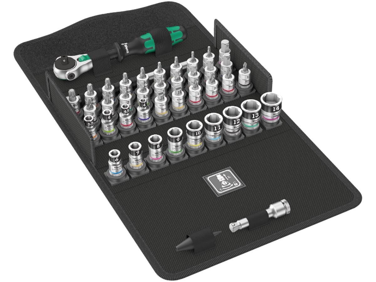 Wera Ratsche 8100 SA All-in Zyklop (42 St), Speed-Knarrensatz, mit Haltefunktion, 1/4"-Antrieb, metrisch