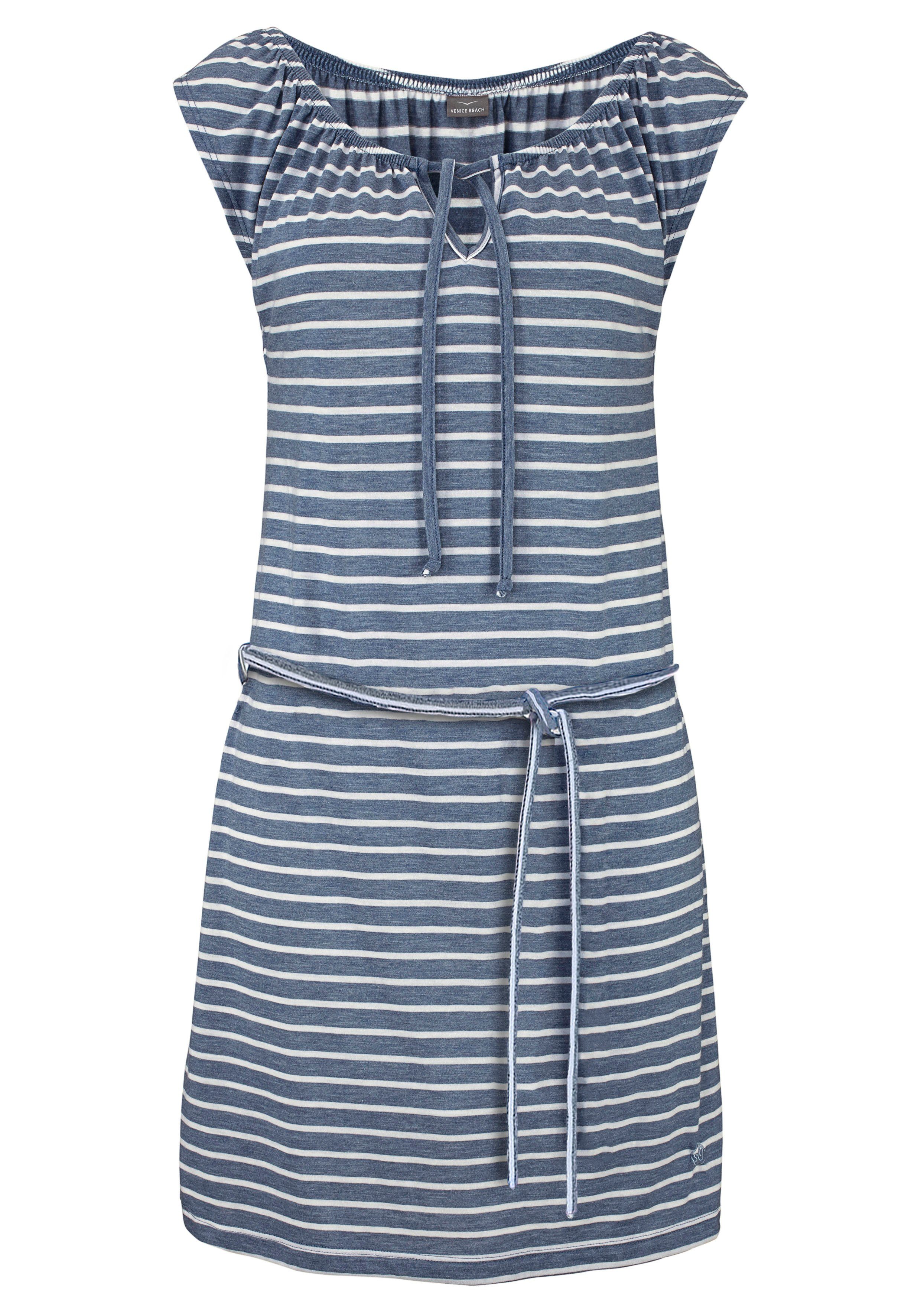 Venice Beach Jerseykleid (mit Bindegürtel) Streifenprint und blau-weiß-gestreift