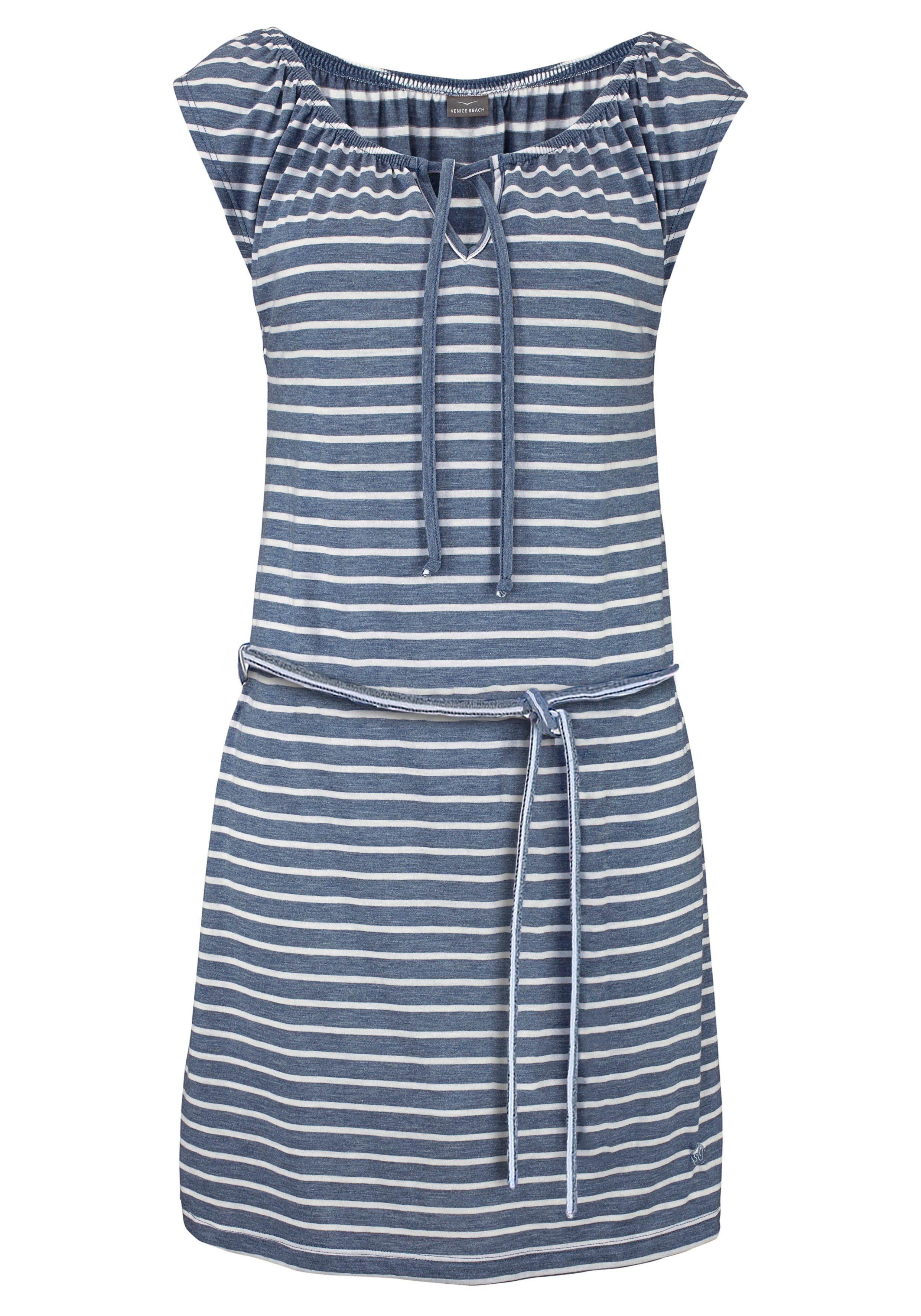 Venice Beach Jerseykleid, (mit Bindegürtel), und Streifenprint, sportliches günstig online kaufen
