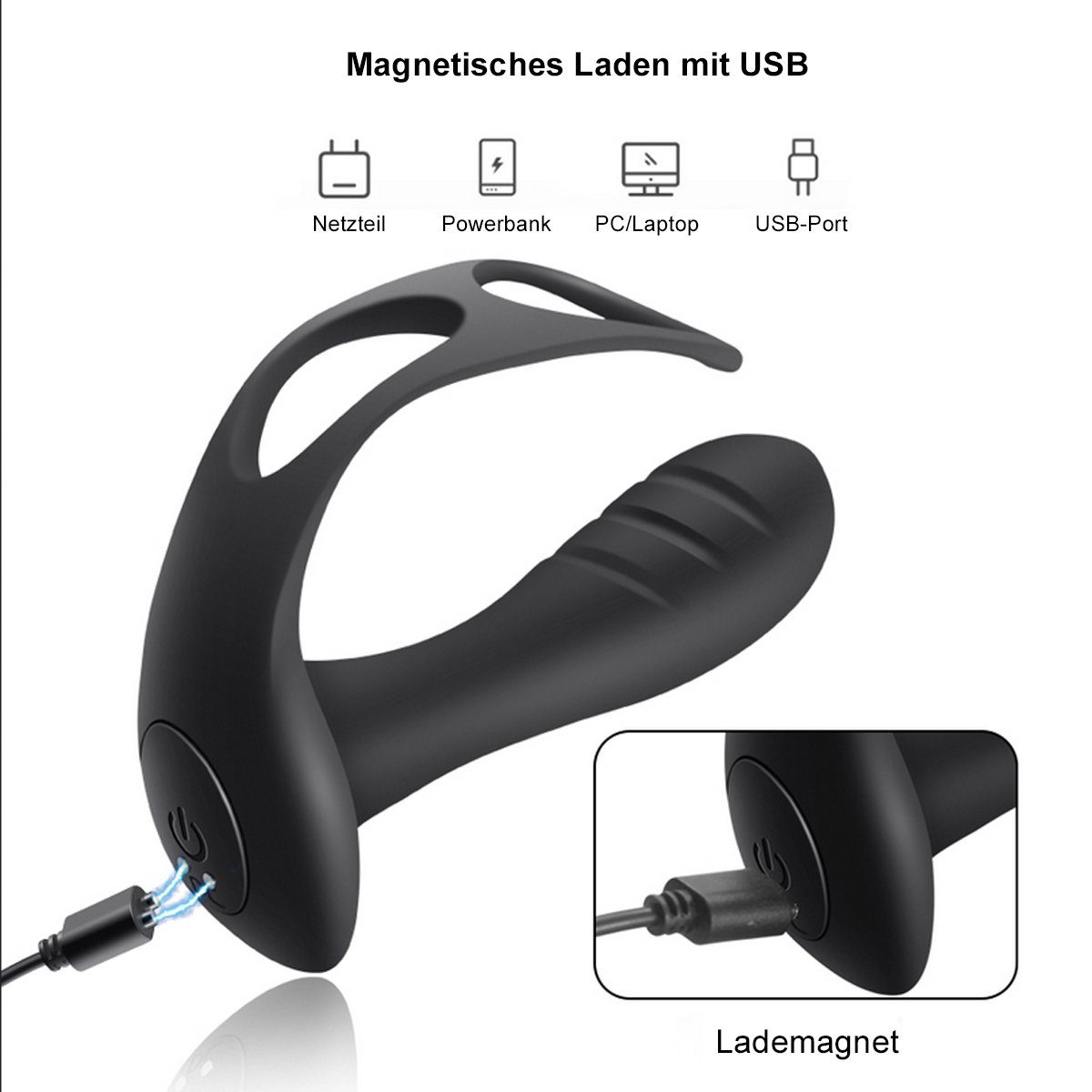 Schwarz Männer Remote mit - Analvibrator verschiedene ergonomischer Fernbedienung Anal wiederaufladbar), USB über Prostata mit Control Anal und Vibrationsmodi, Penisring Hodenring, für Vibrator (10 TPFSecret Vibrator