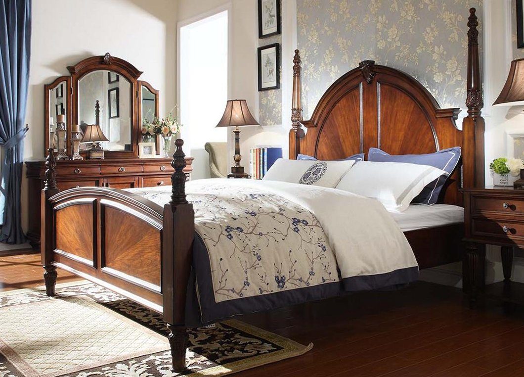 (Bett), braun im Klassisch In Europe Bett Schlafzimmer Holz JVmoebel Bett Made stilvolles Modernen Neu