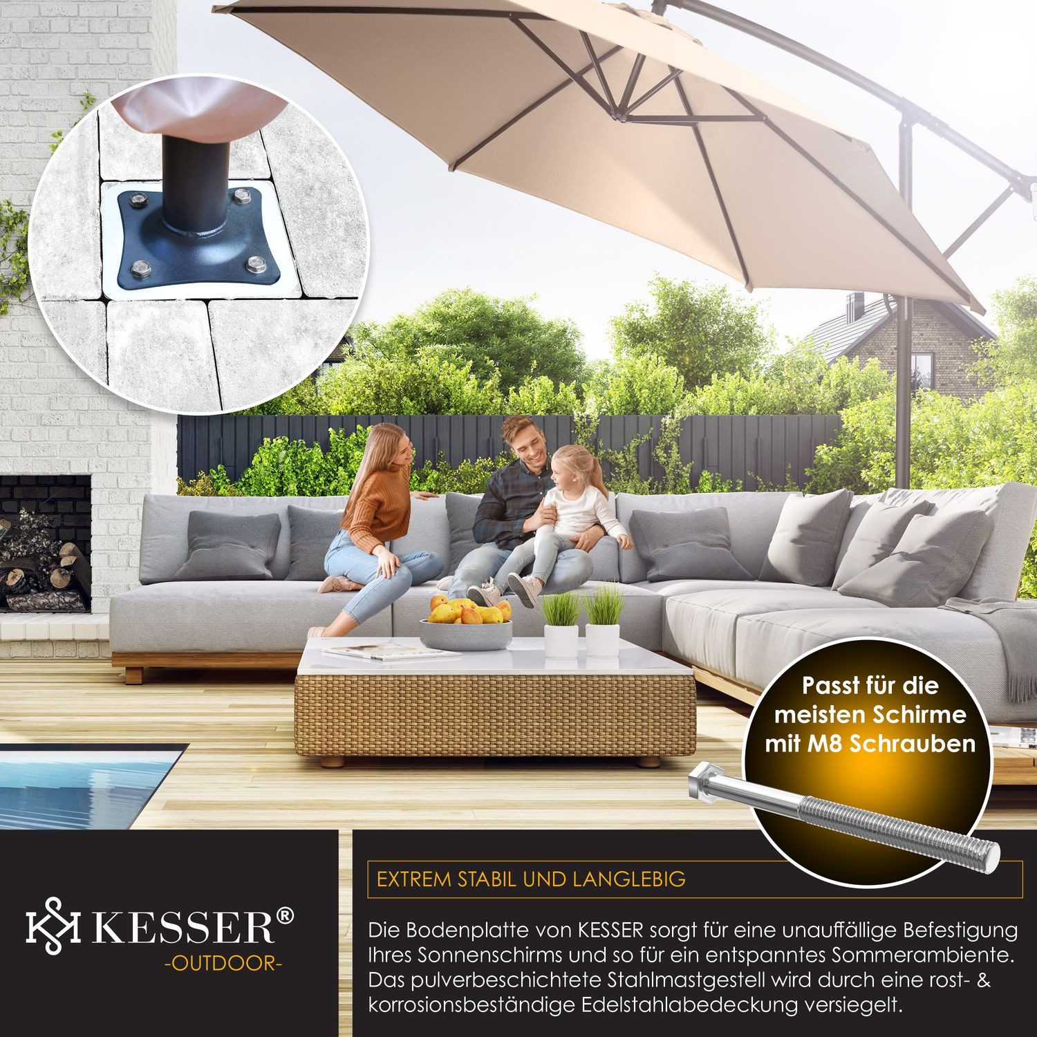 KESSER Schirmhalter, Metall Universal Bodenplatte Sonnenschirmständer