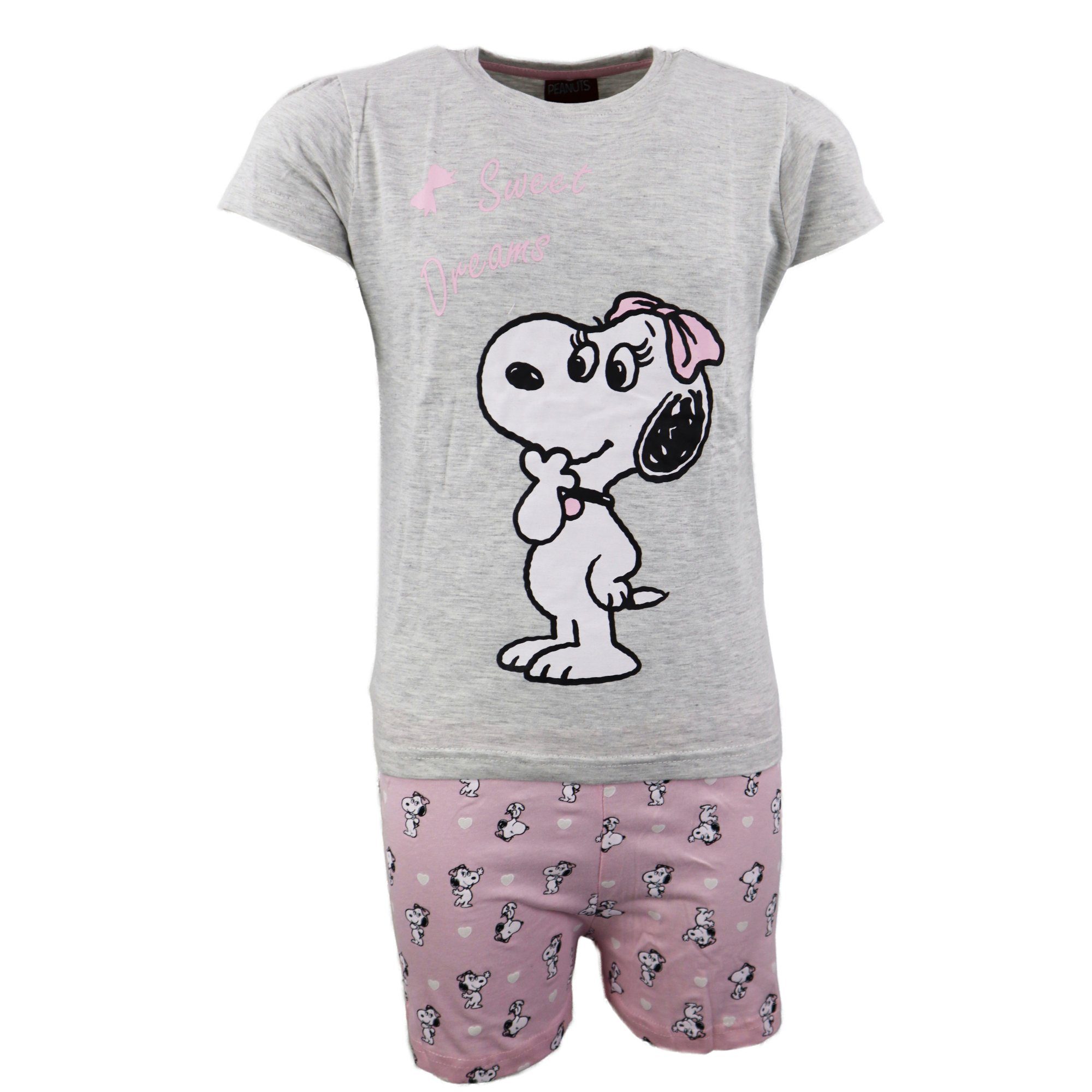 EplusM Schlafanzug Peanuts Kinder Mädchen kurzarm Pyjama Gr. 92 bis 128