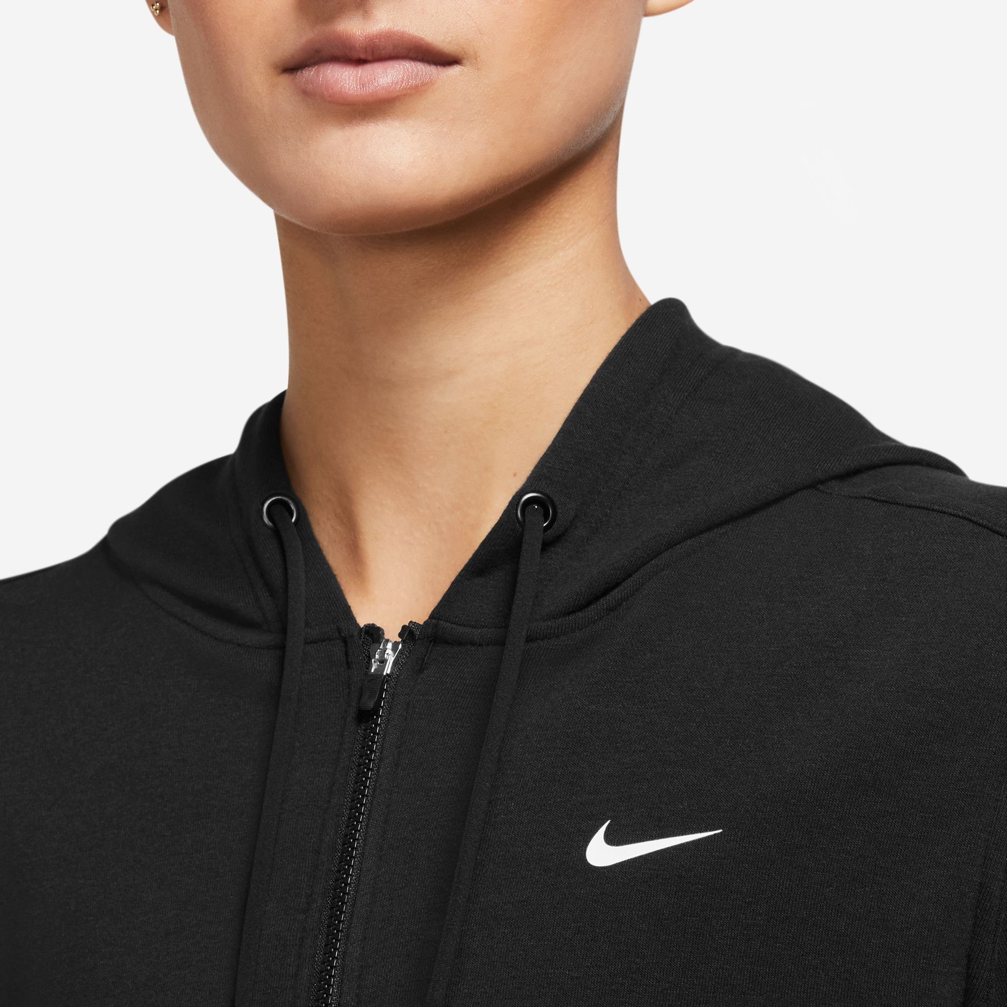 FULL-ZIP BLACK/WHITE DRI-FIT WOMEN'S Nike ONE HOODIE Trainingsjacke