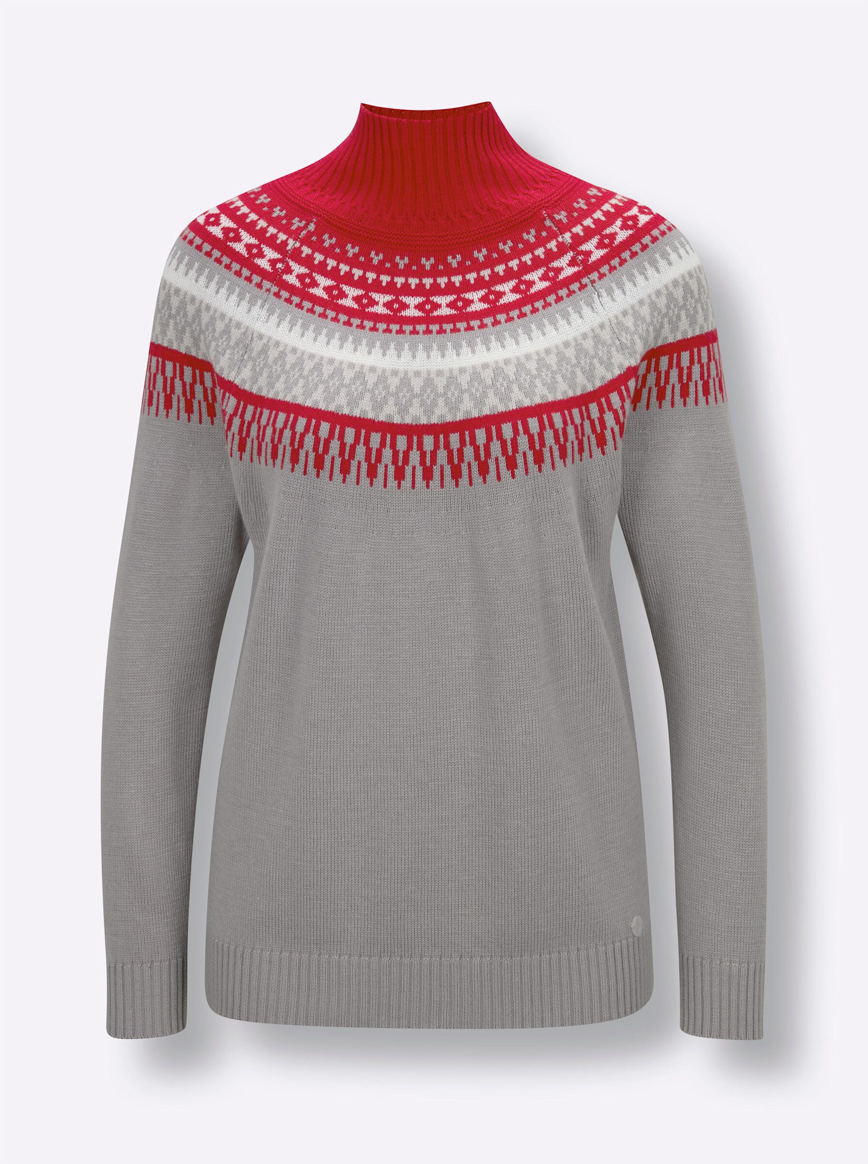 Strickpullover Modal-Mix-Pullover Langarm Jacquard, Jersey