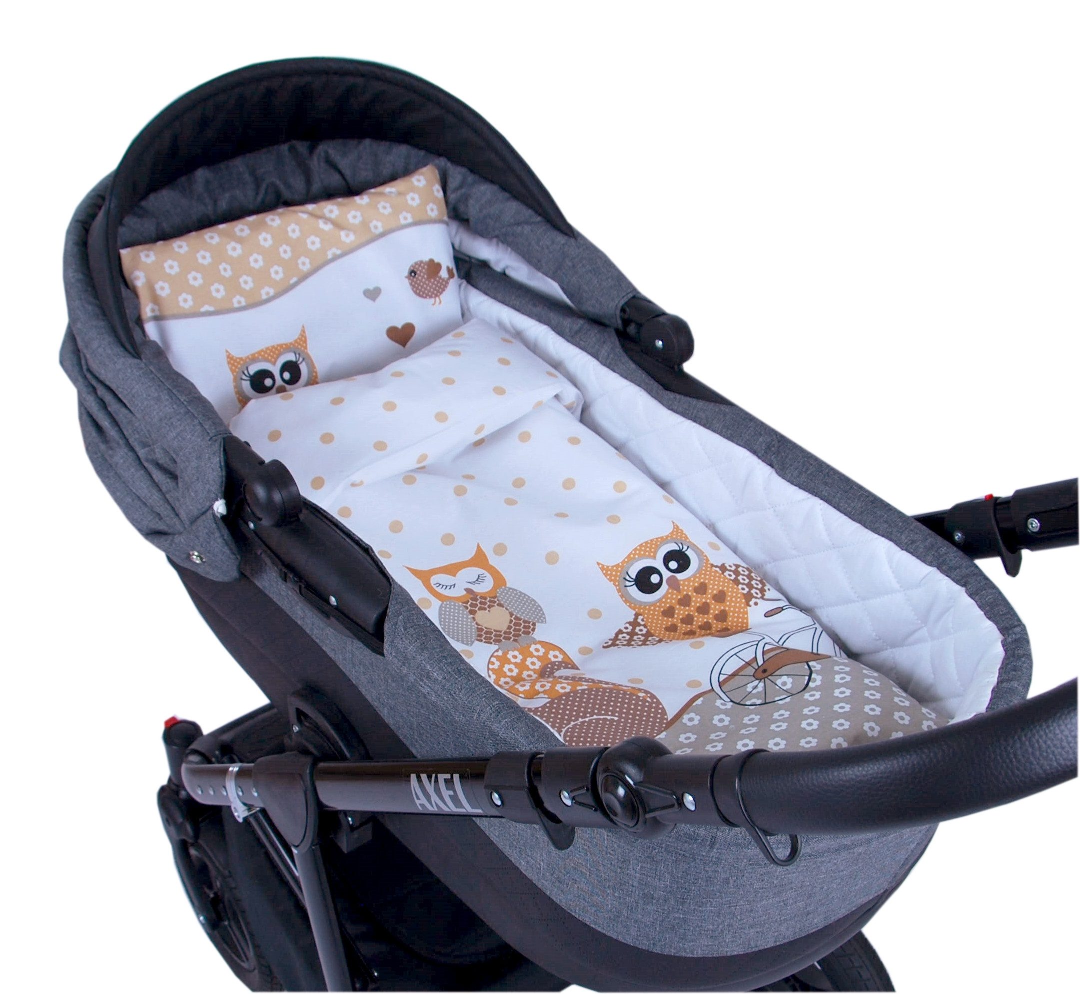 BabyLux Babybettbezug BABYLUX 2tlg.Set BEZUG Kinderwagen Bettbezug Bettwäsche Wiege 60x78 cm, 54. Eule Braun