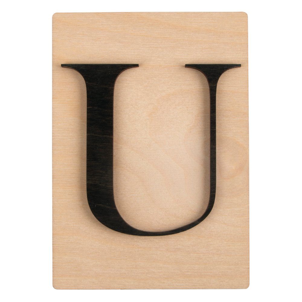 10,5x14,8cm Rayher schwarz Holz Buchstabe FSC Deko-Buchstaben U
