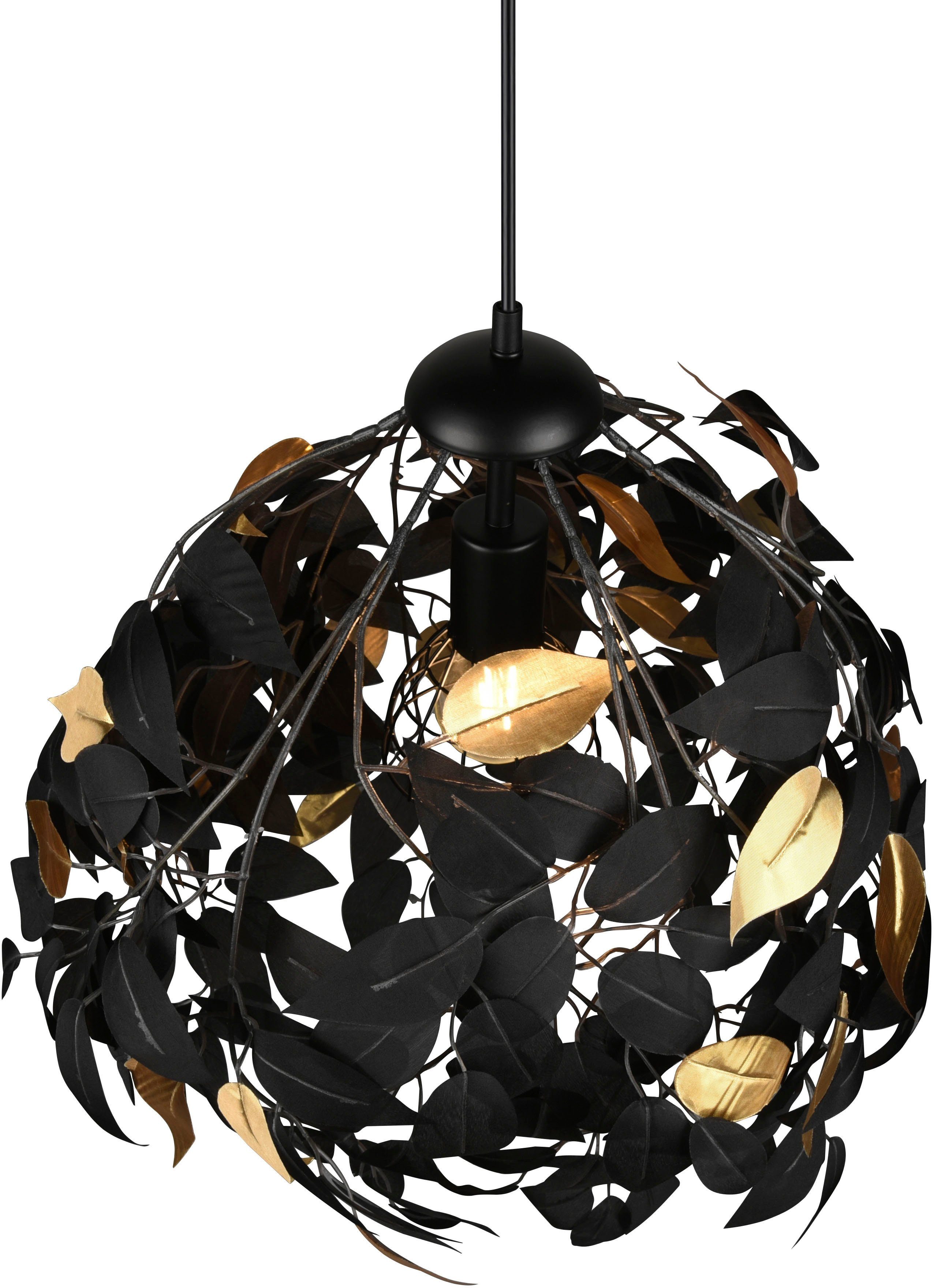 Reality Leuchten Kronleuchter Leavy, ohne Leuchtmittel, warmweiß - kaltweiß, Hängelampe Blatt Design, Pendelleuchte exkl 1xE27 max 28W