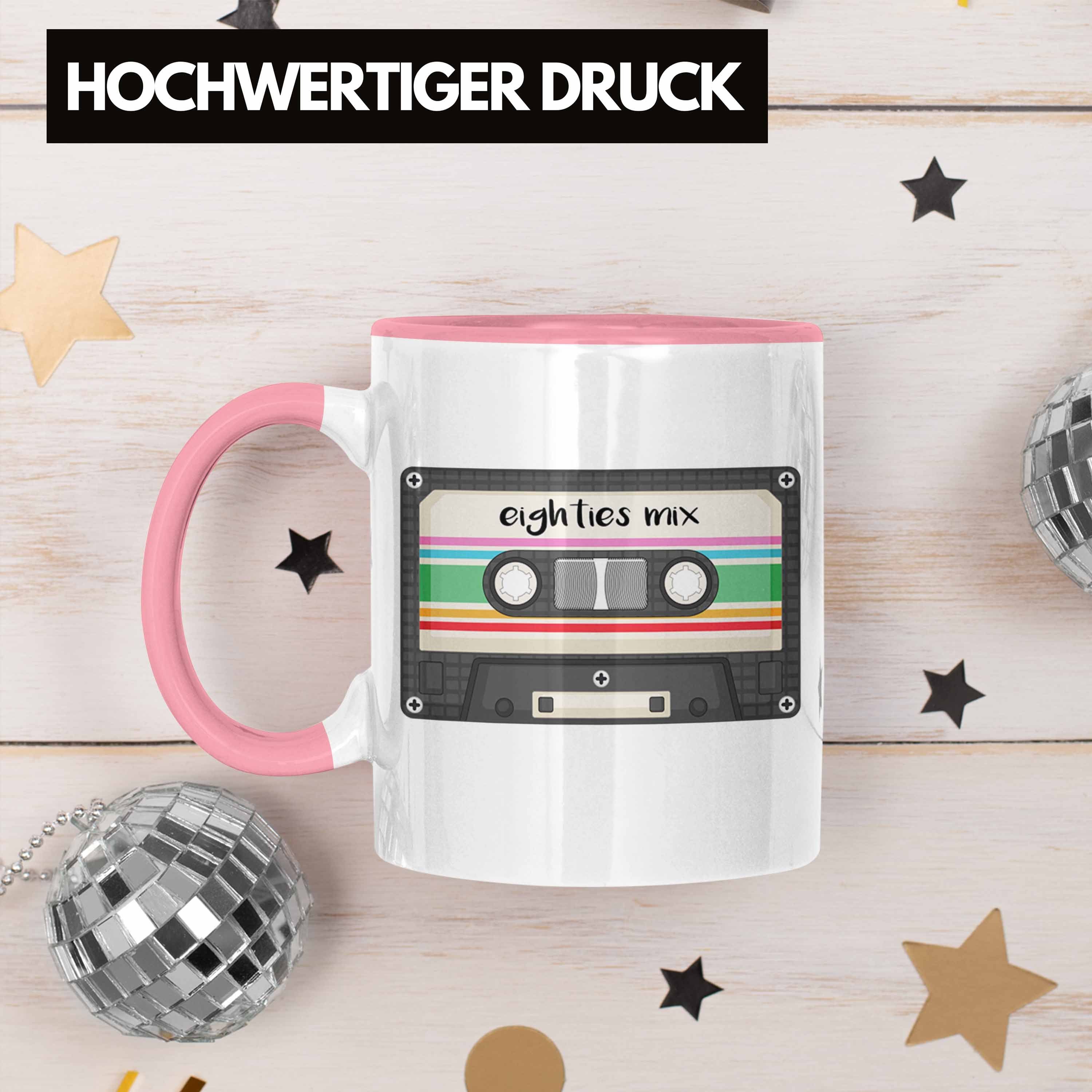 Eighties Mix Tasse Geschenk Kassette" für "80er Lustige Trendation Nostalgi Tasse Jahre Rosa