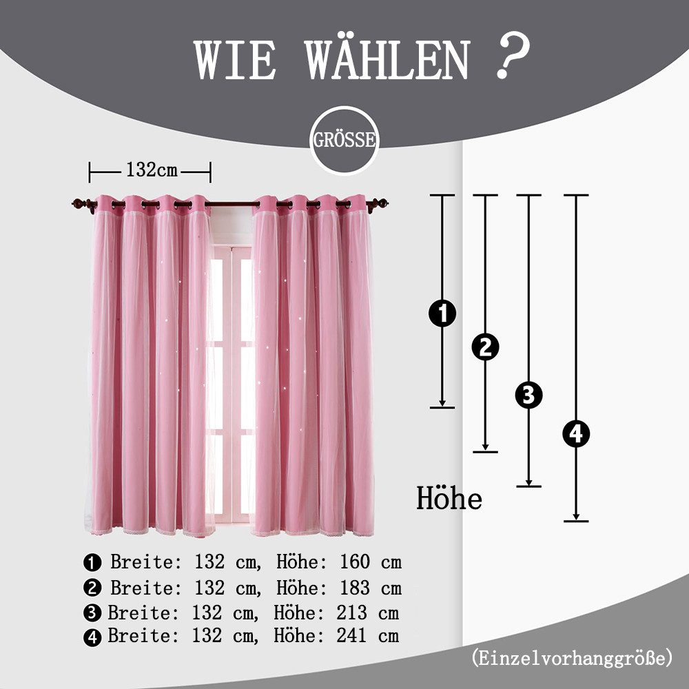 FOUORTUNATE-BEE Gardine Vorhänge Blickdicht Kinderzimmer Halbtransparent (2 günstig online kaufen