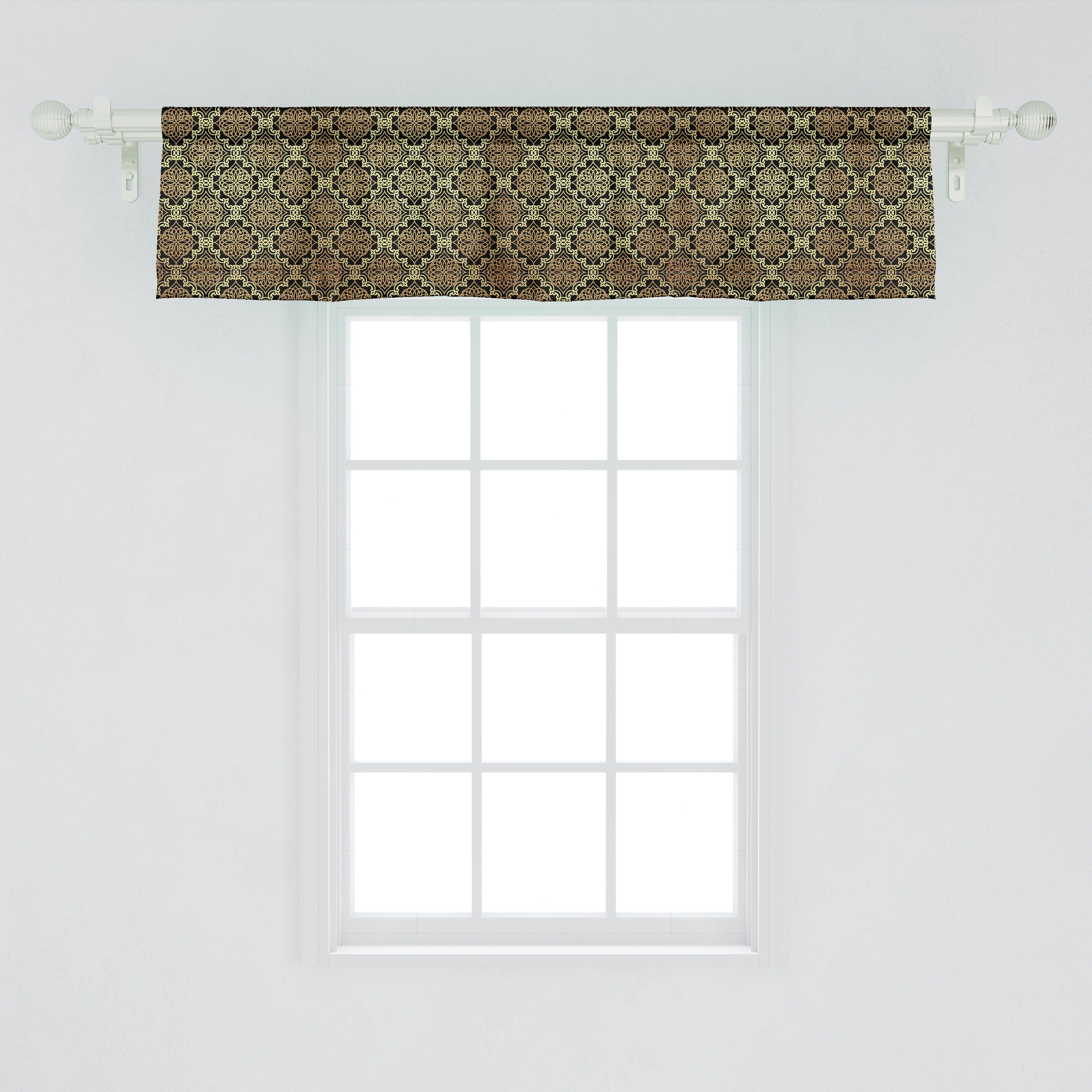 Volant Abstrakt Schlafzimmer mit Küche Stangentasche, Damast-Motive Microfaser, Scheibengardine Oriental Dekor für Abakuhaus, Vorhang