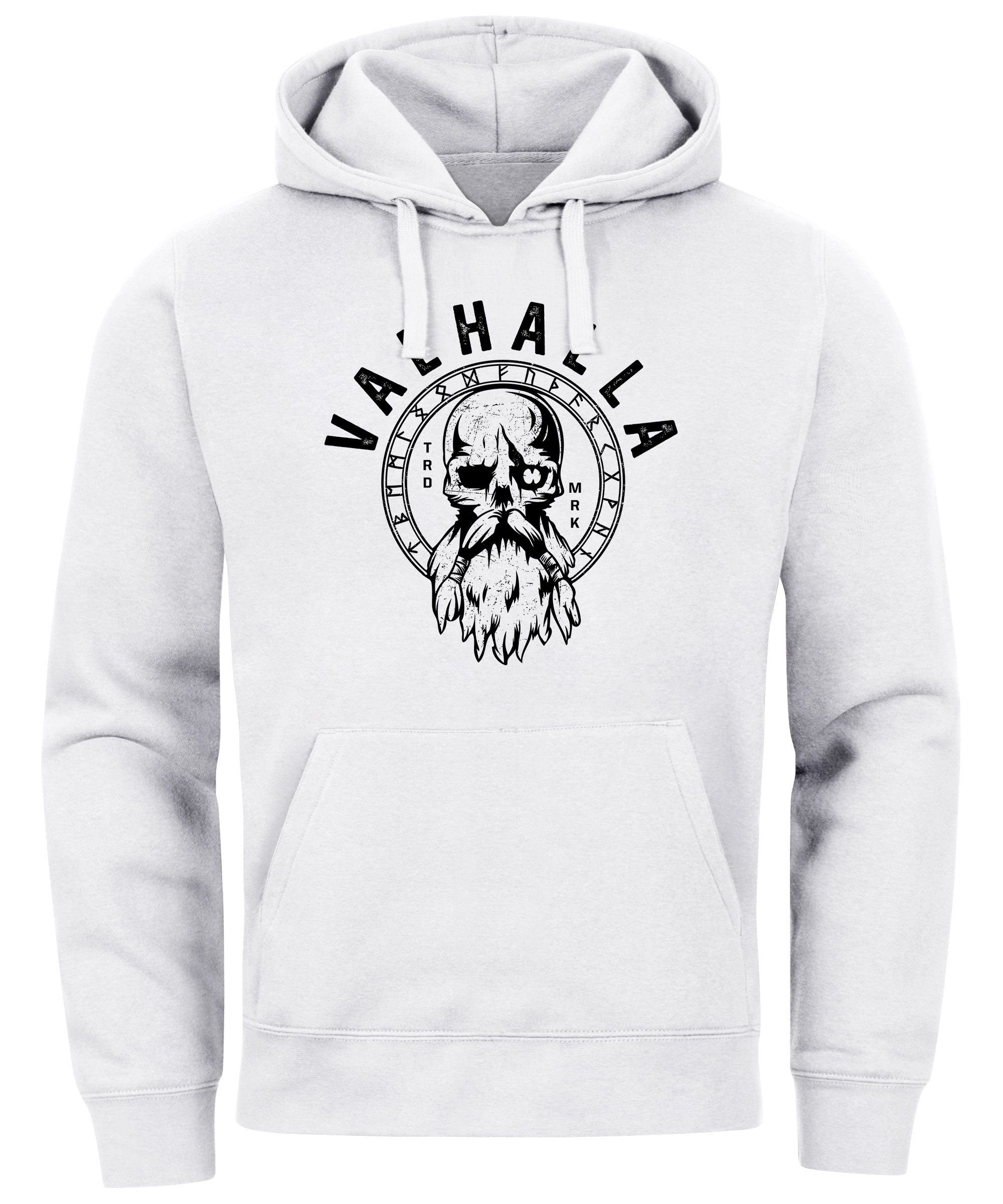 Neverless Hoodie Hoodie Herren Aufdruck Valhalla Totenkopf Odin Runen Wikinger Print