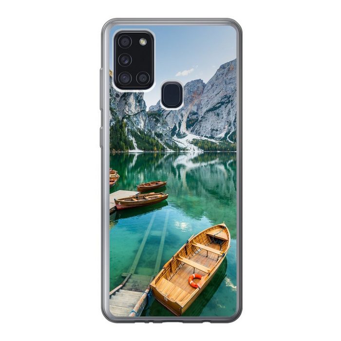 MuchoWow Handyhülle Alpen - See - Boot Handyhülle Samsung Galaxy A21s Smartphone-Bumper Print Handy