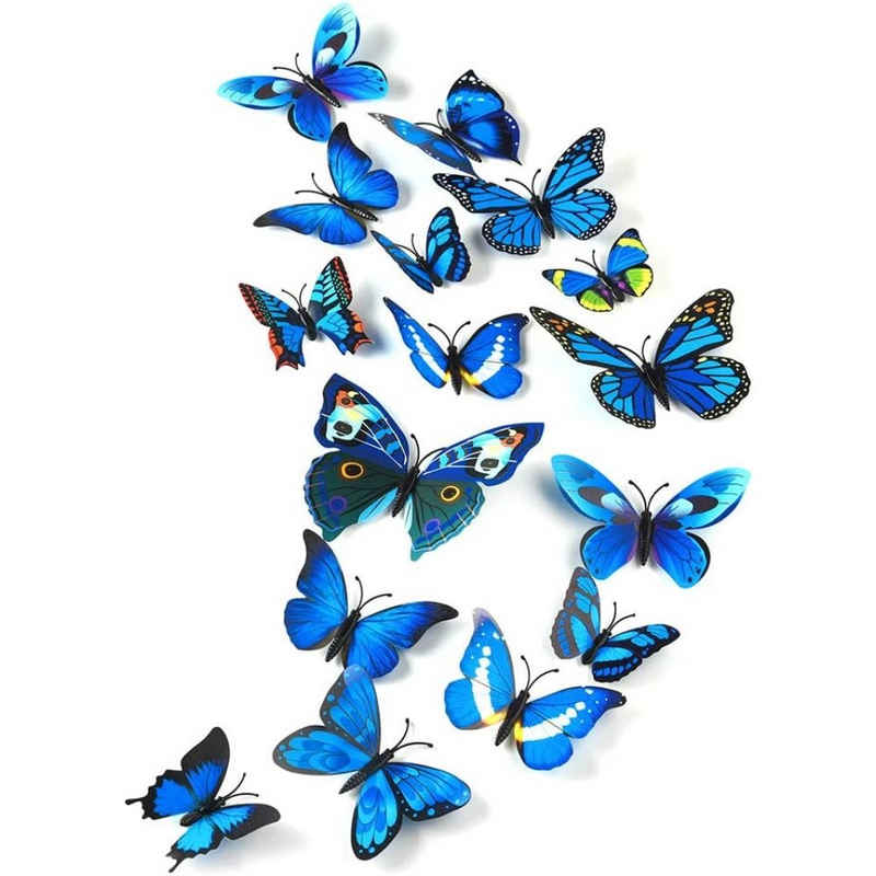 Jormftte Wanddekoobjekt »36 Stück 3D Schmetterlinge Deko Schmetterling Wanddeko Butterfly Wandsticker 3D Wandtatoo Schmetterlinge Balkon Deko« (Passen, 12pcs), Wanddekoration