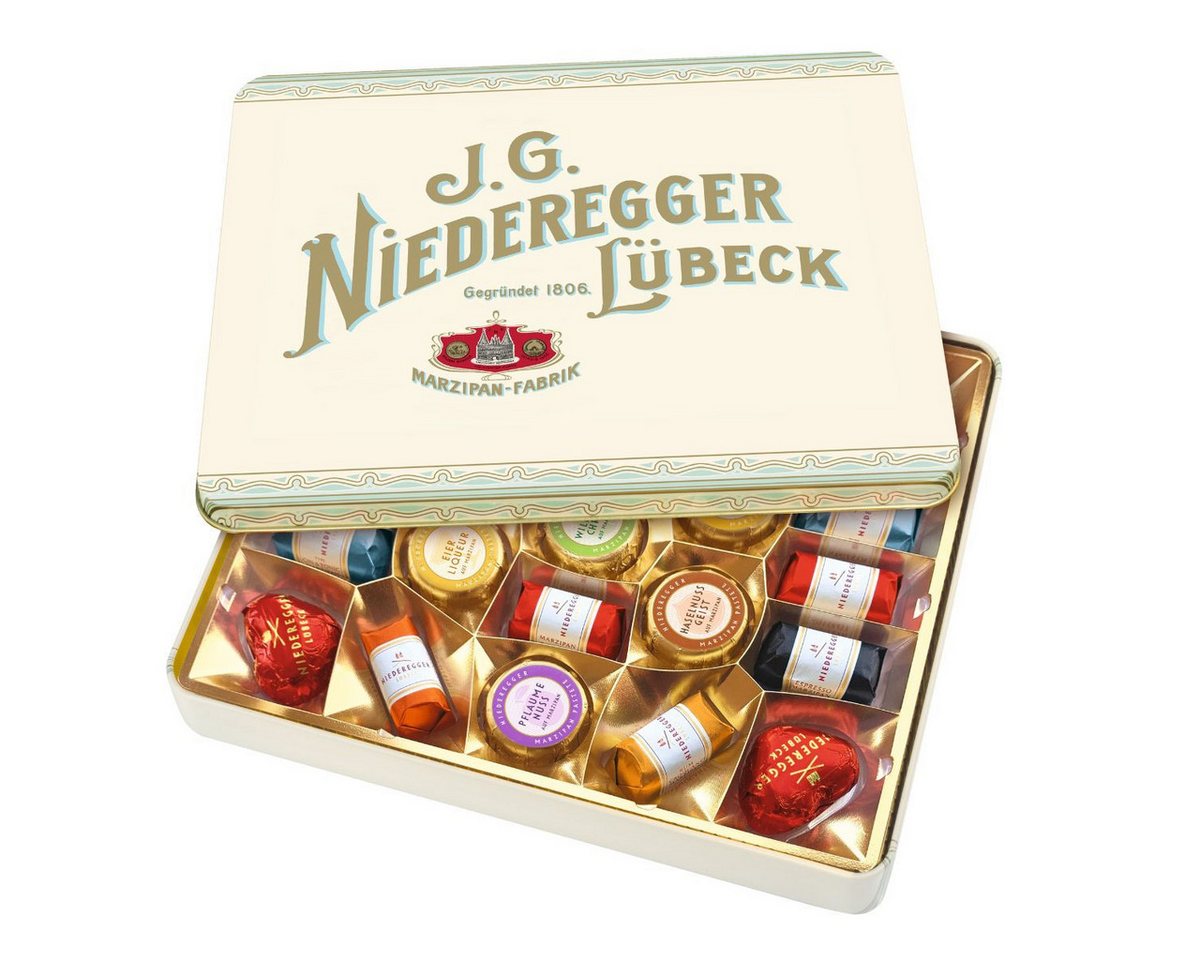 Niederegger Süßigkeit Niederegger Nostalgiedose Marzipan-Pralinen mit Schokolade, 298 g